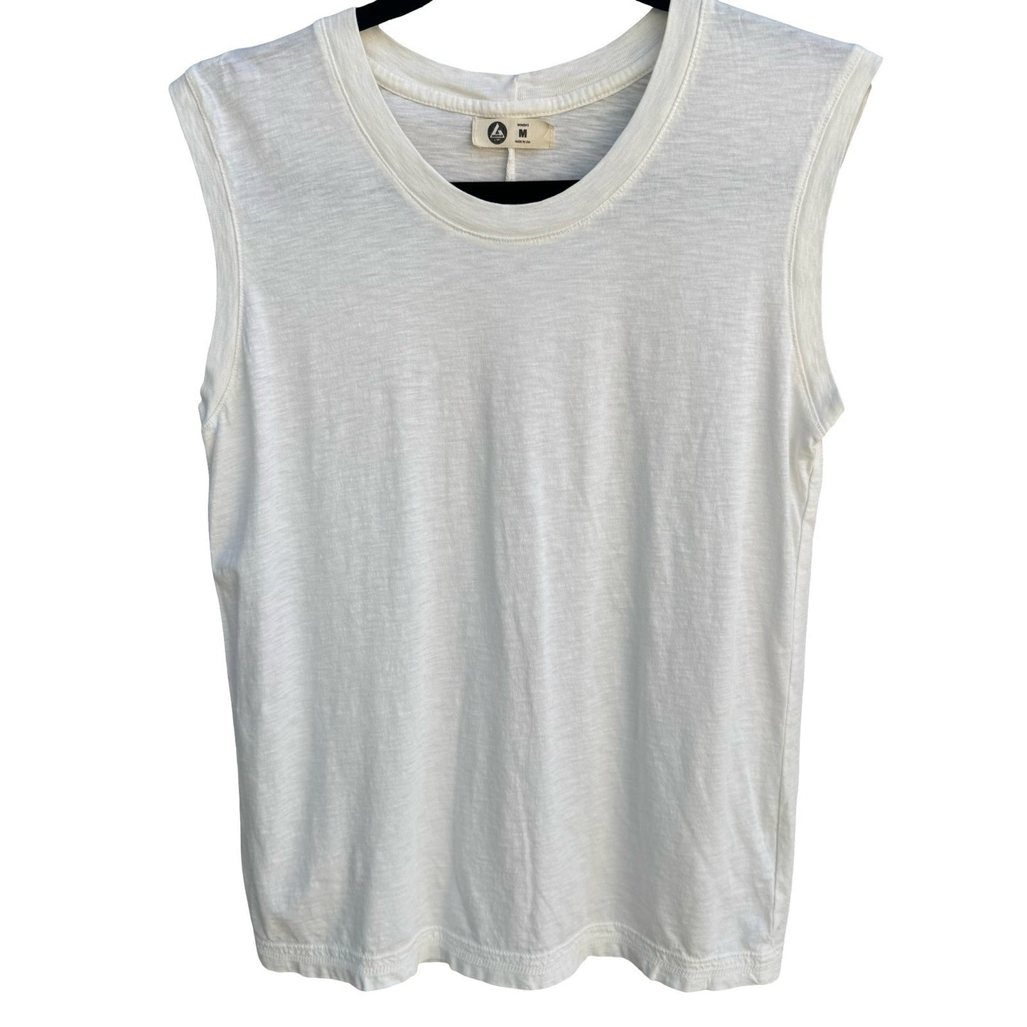 American Giant Womens White Supima Cotton Sleeveless Muscle Tee Slub Knit Size M