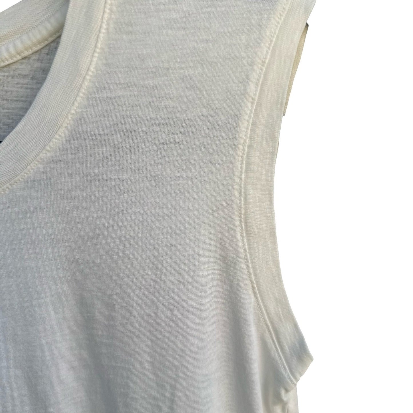 American Giant Womens White Supima Cotton Sleeveless Muscle Tee Slub Knit Size M