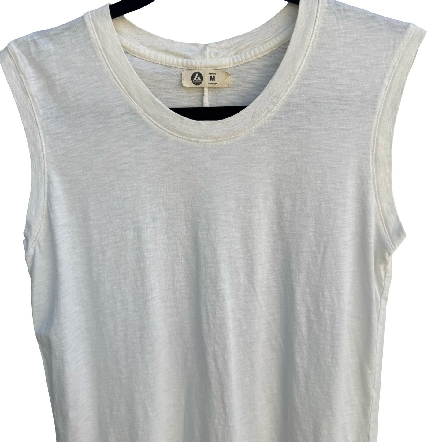 American Giant Womens White Supima Cotton Sleeveless Muscle Tee Slub Knit Size M