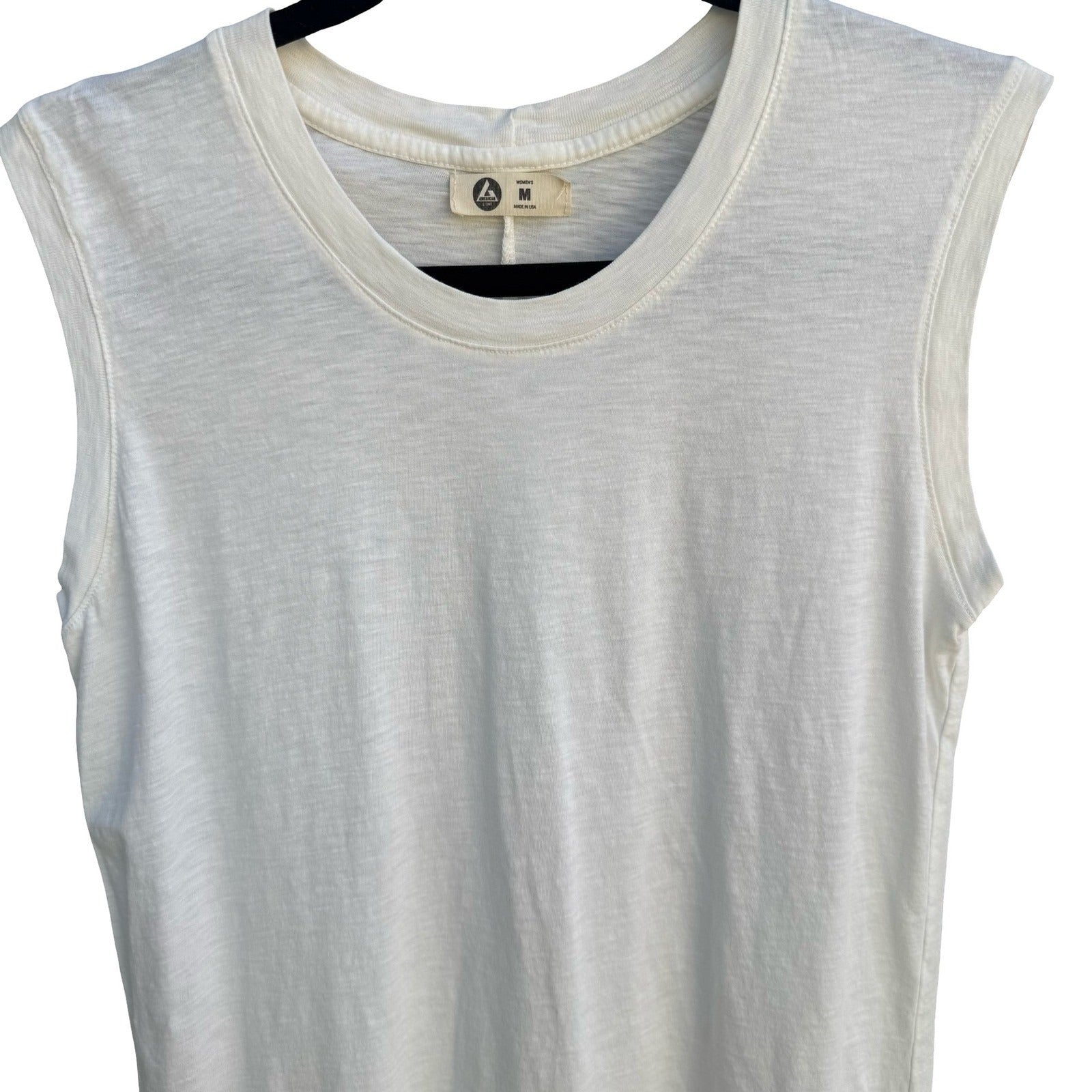 American Giant Womens White Supima Cotton Sleeveless Muscle Tee Slub Knit Size M