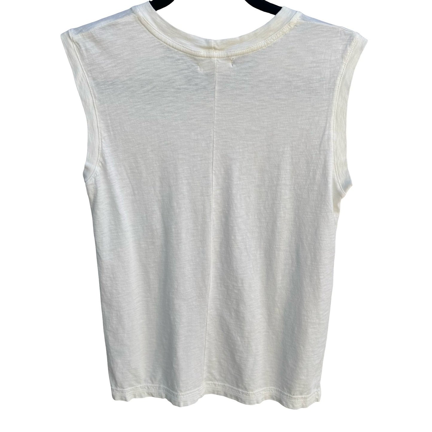 American Giant Womens White Supima Cotton Sleeveless Muscle Tee Slub Knit Size M