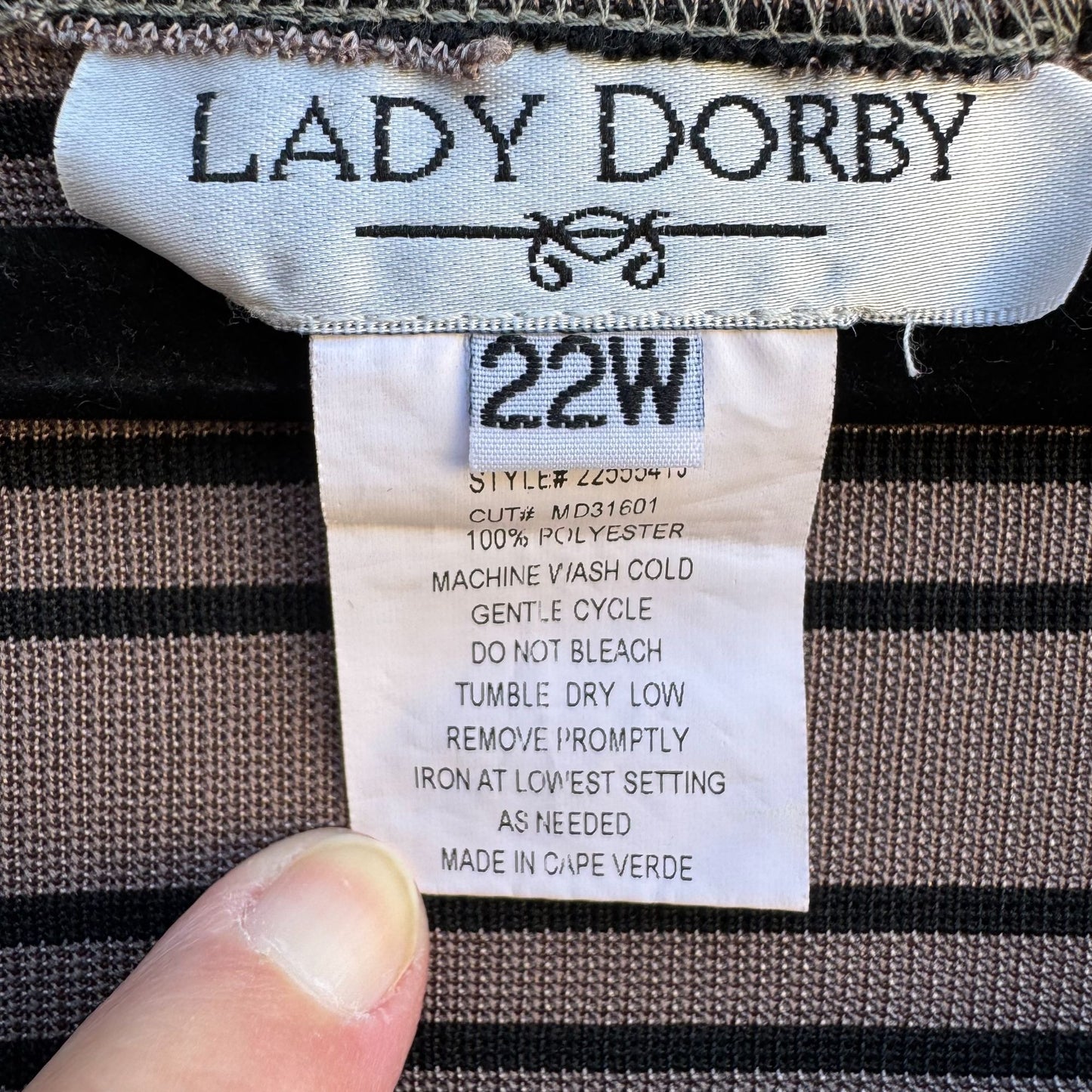 Lady Dorby Womens Plus Size 22W Brown Black Striped Knit Sleeveless Tank Top 22W