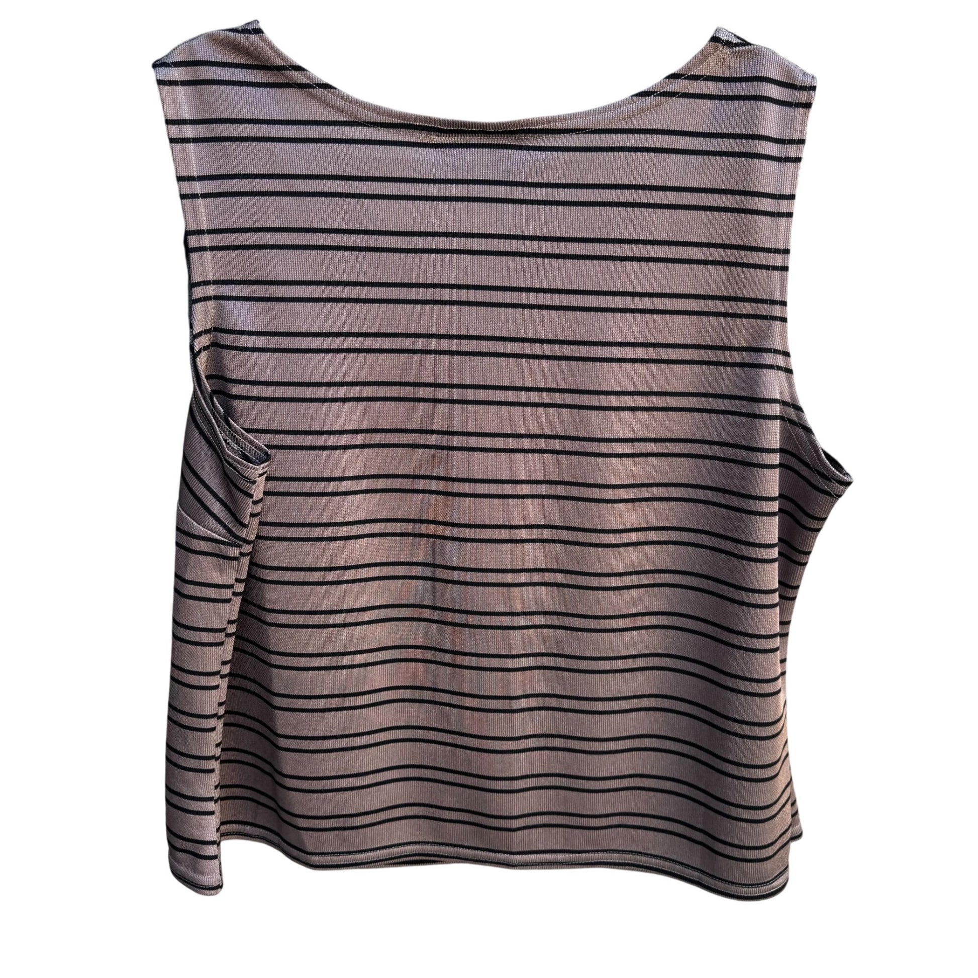 Lady Dorby Womens Plus Size 22W Brown Black Striped Knit Sleeveless Tank Top 22W