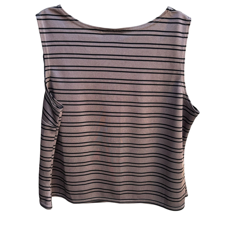Lady Dorby Womens Plus Size 22W Brown Black Striped Knit Sleeveless Tank Top 22W