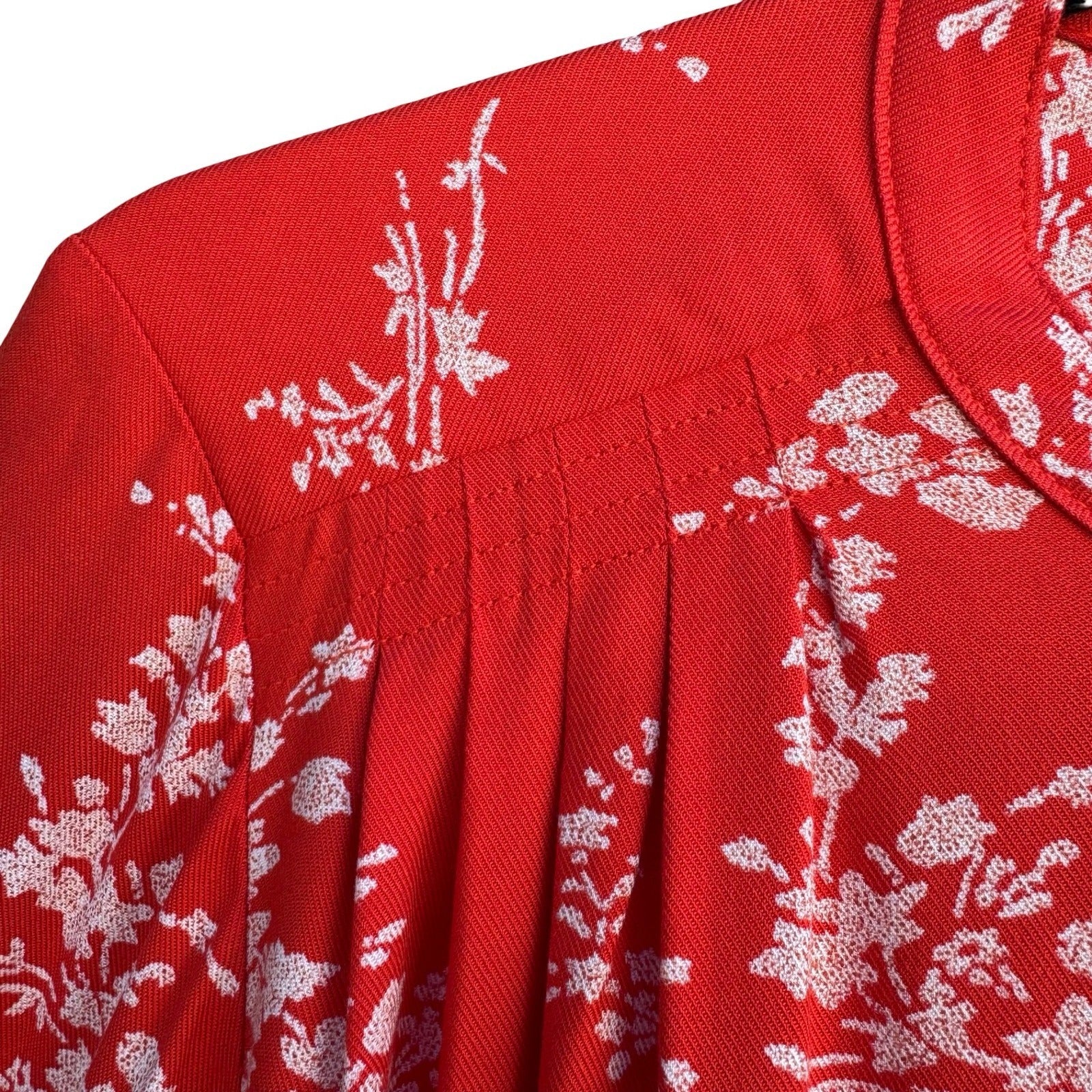 Gap Womens Red Floral Boho Band Collar Button Front Tunic Blouse NEW M Cottage