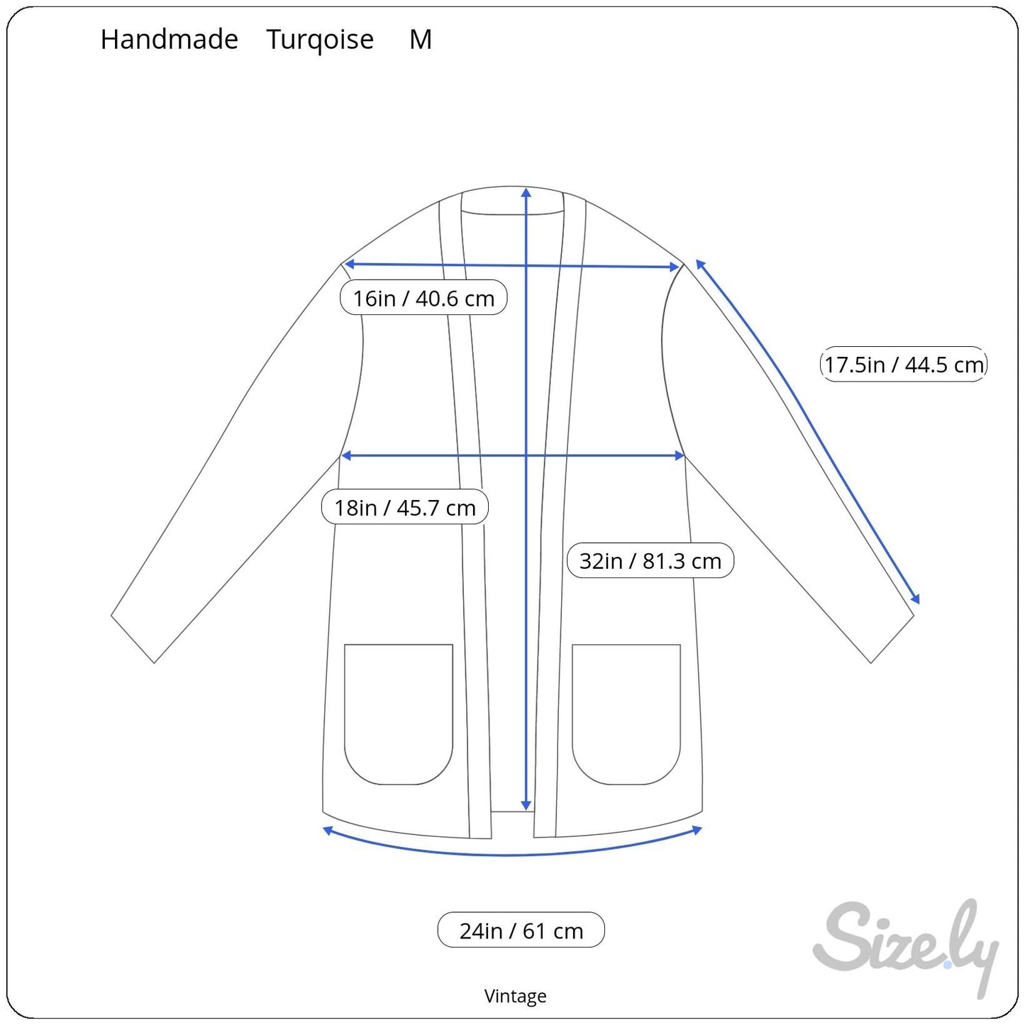 Handcrafted Vintage Womens Teal Embroidered 3/4 Sleeve Side Slit Full Button Top