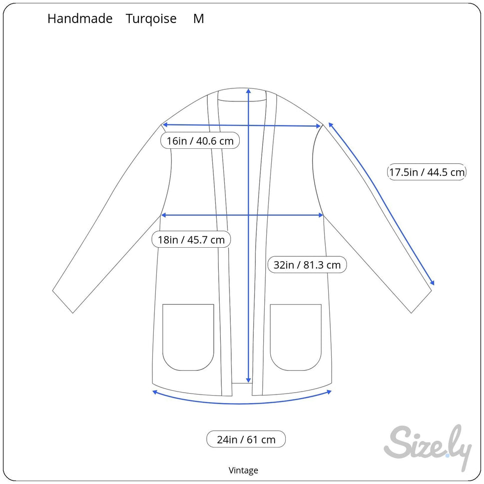 Handcrafted Vintage Womens Teal Embroidered 3/4 Sleeve Side Slit Full Button Top