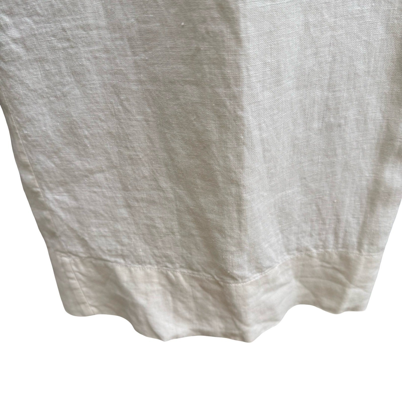 J Jill Ivory 100% Linen Coastal Minimalist Wide Leg Pants Trousers Lined 14 NEW