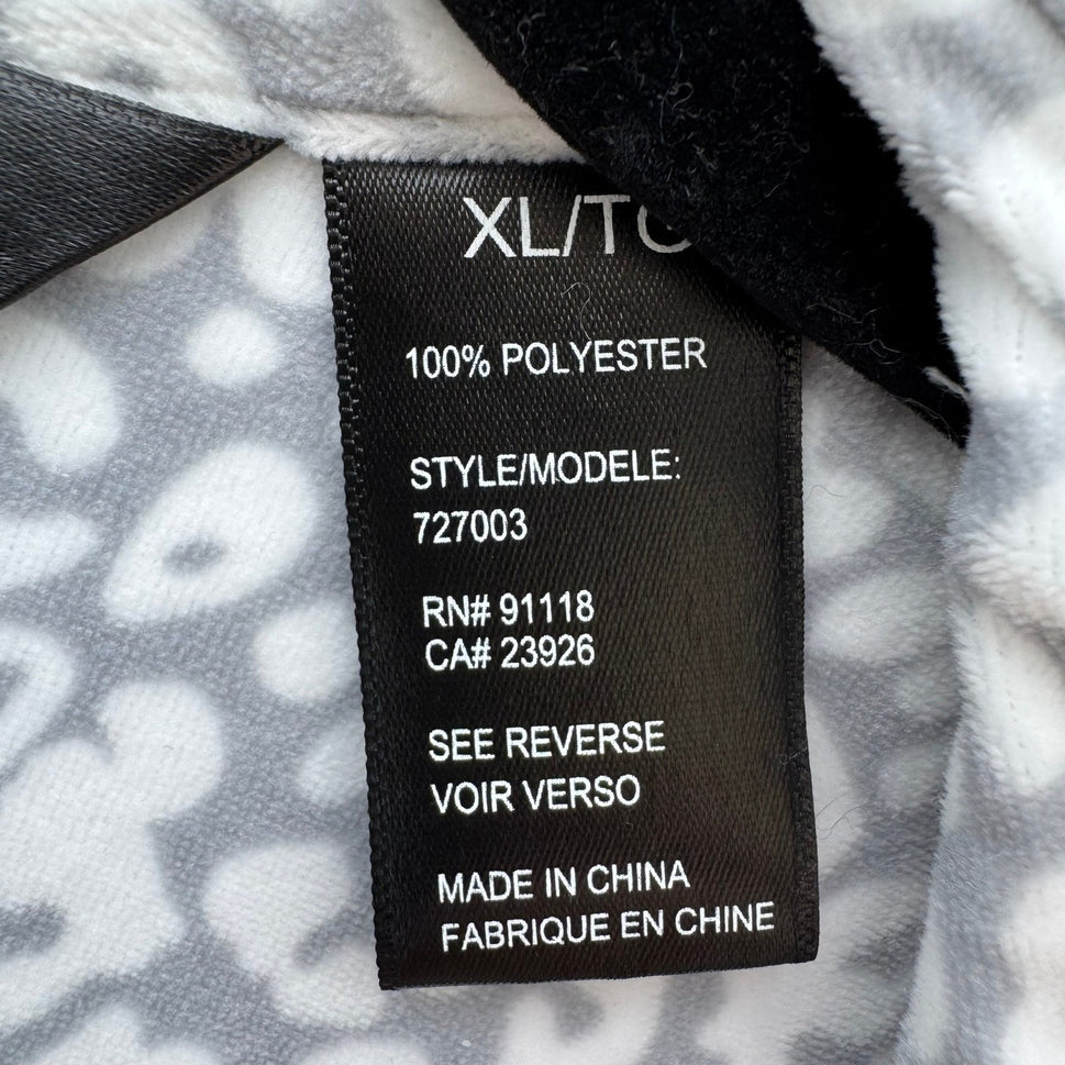 Noire Jasmine Rose Grey White Leopard Print Fleece Robe XL 727003 Shawl Collar
