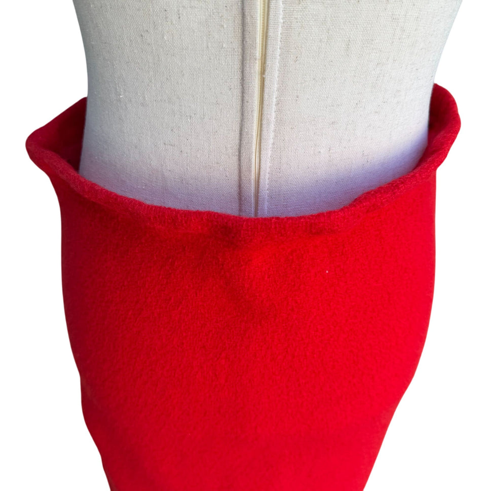 Sears Vintage 1960s Red Wool Suit Band Collar Back Zip Split Hem Top Skirt Set