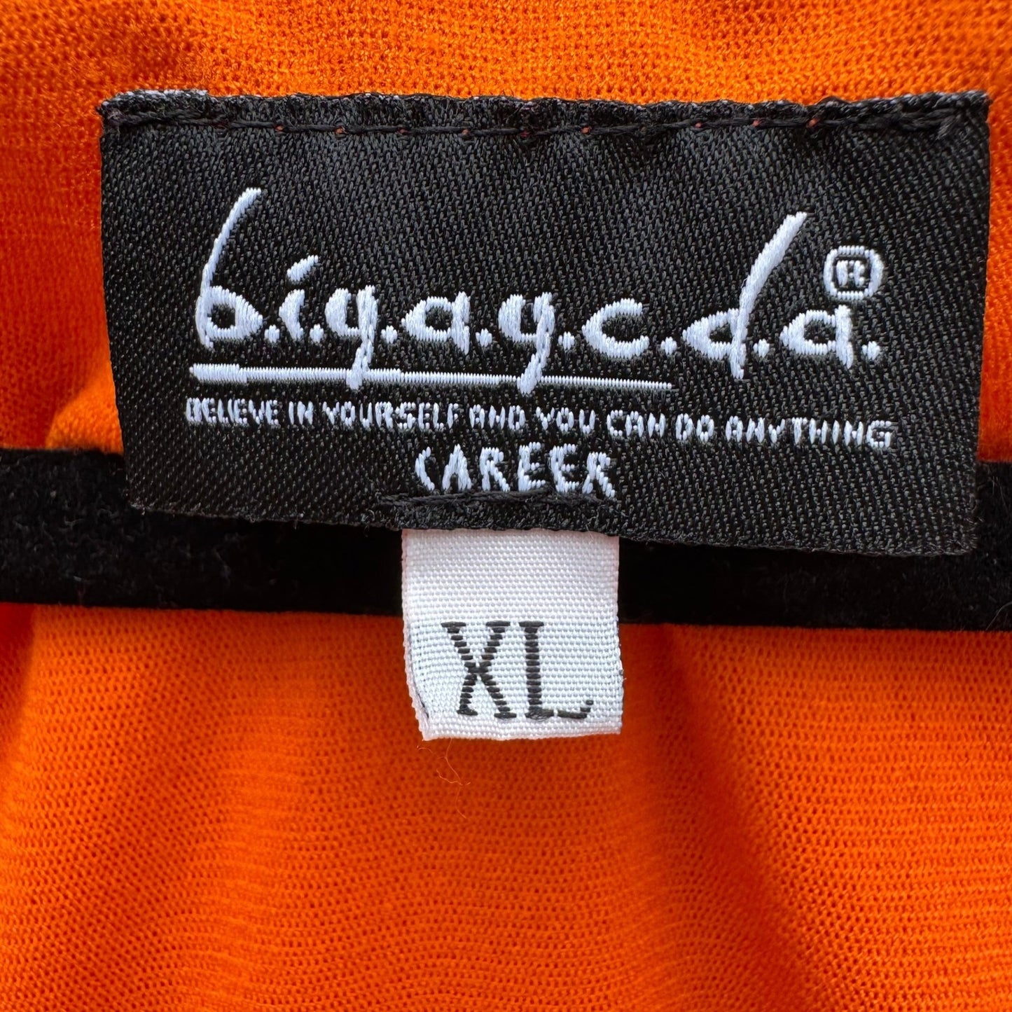 BIYAYCDA Y2K Career Orange Floral Cowl Neck Tie Shoulder Top XL Retro Tropical