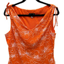 Switch BIYAYCDA Y2K Career Orange Floral Cowl Neck Tie Shoulder Top XL Retro Tropical 3 image