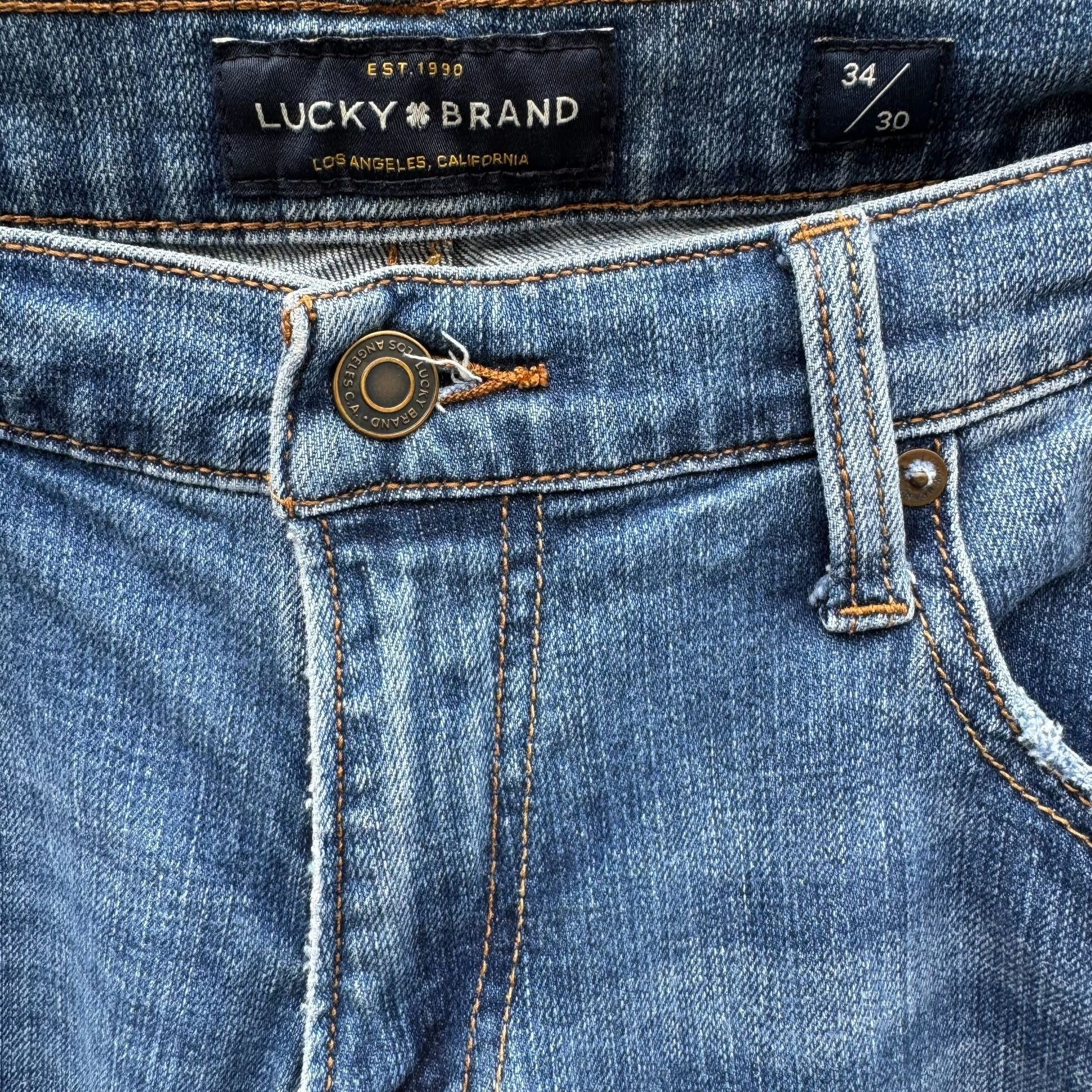 Lucky Brand Classic Fit Denim Straight Leg Jeans Vintage Wash 90s Retro 35x29