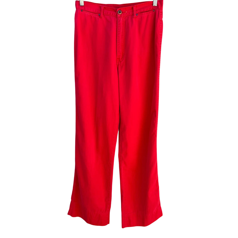 Brittania Vintage Womens Red High-Waisted Straight Leg Cotton Denim Pants 29x32