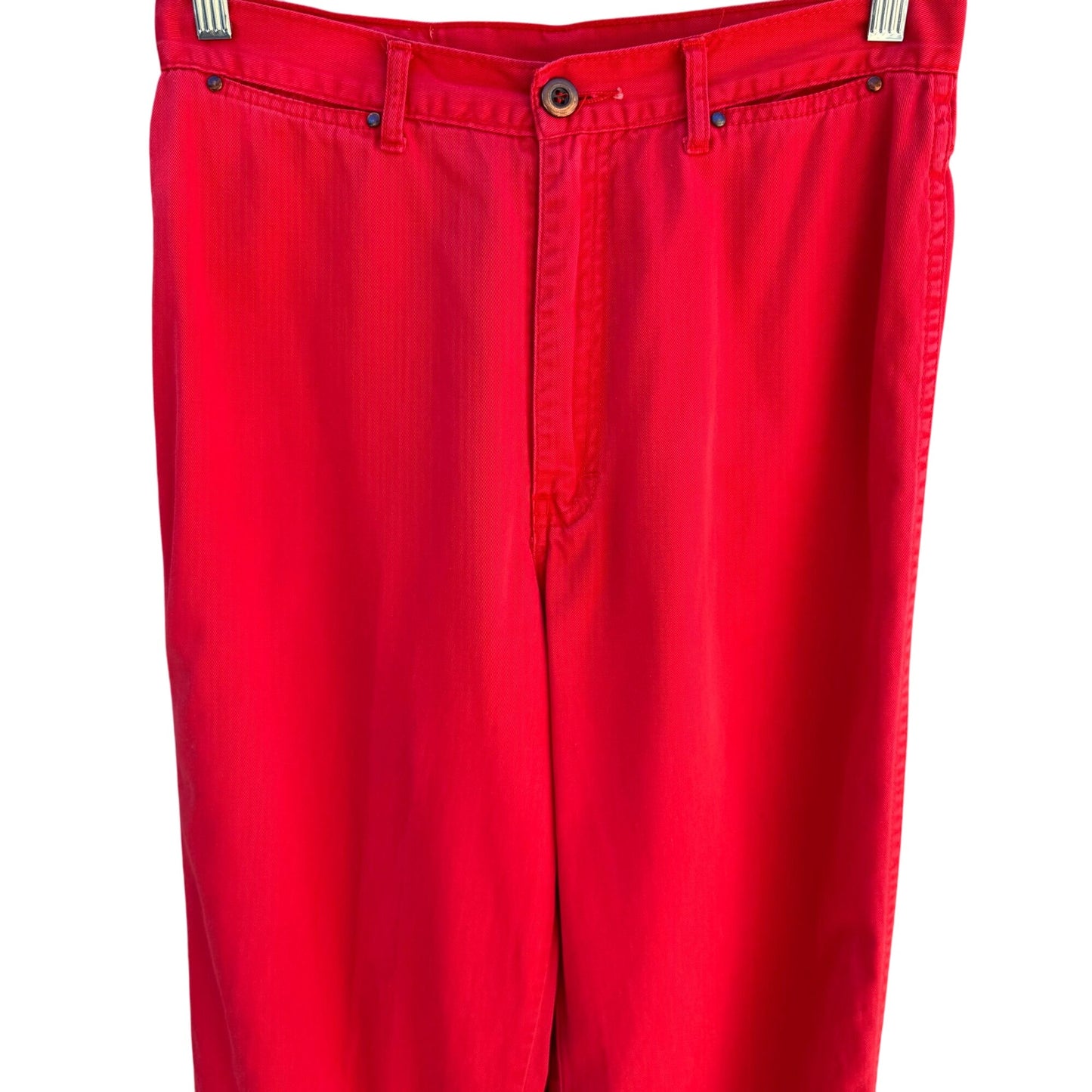 Brittania Vintage Womens Red High-Waisted Straight Leg Cotton Denim Pants 29x32