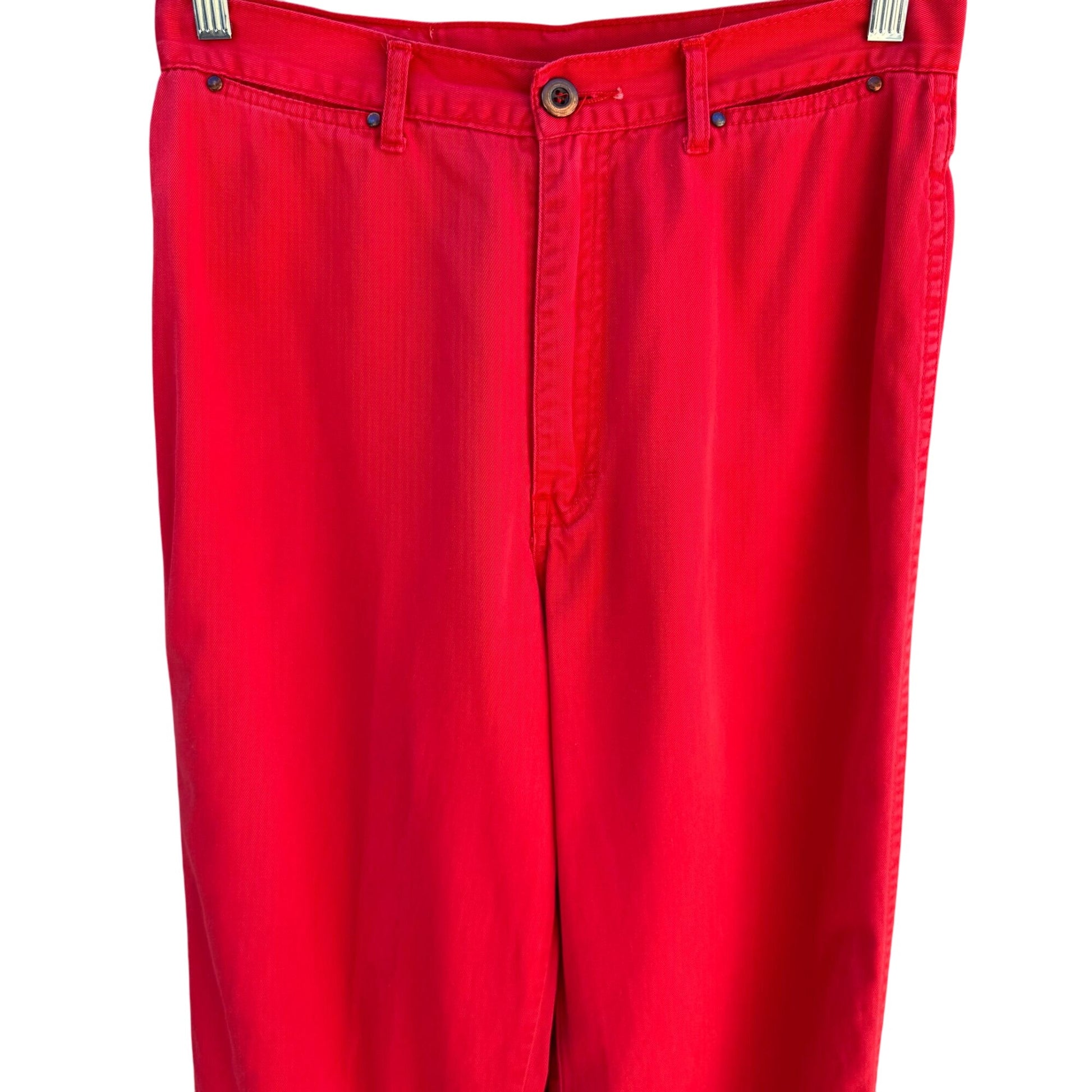 Brittania Vintage Womens Red High-Waisted Straight Leg Cotton Denim Pants 29x32