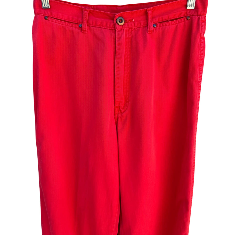 Brittania Vintage Womens Red High-Waisted Straight Leg Cotton Denim Pants 29x32