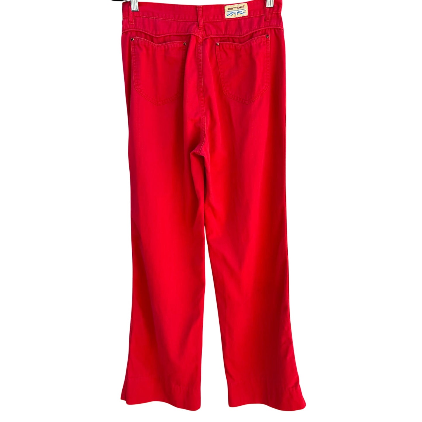 Brittania Vintage Womens Red High-Waisted Straight Leg Cotton Denim Pants 29x32