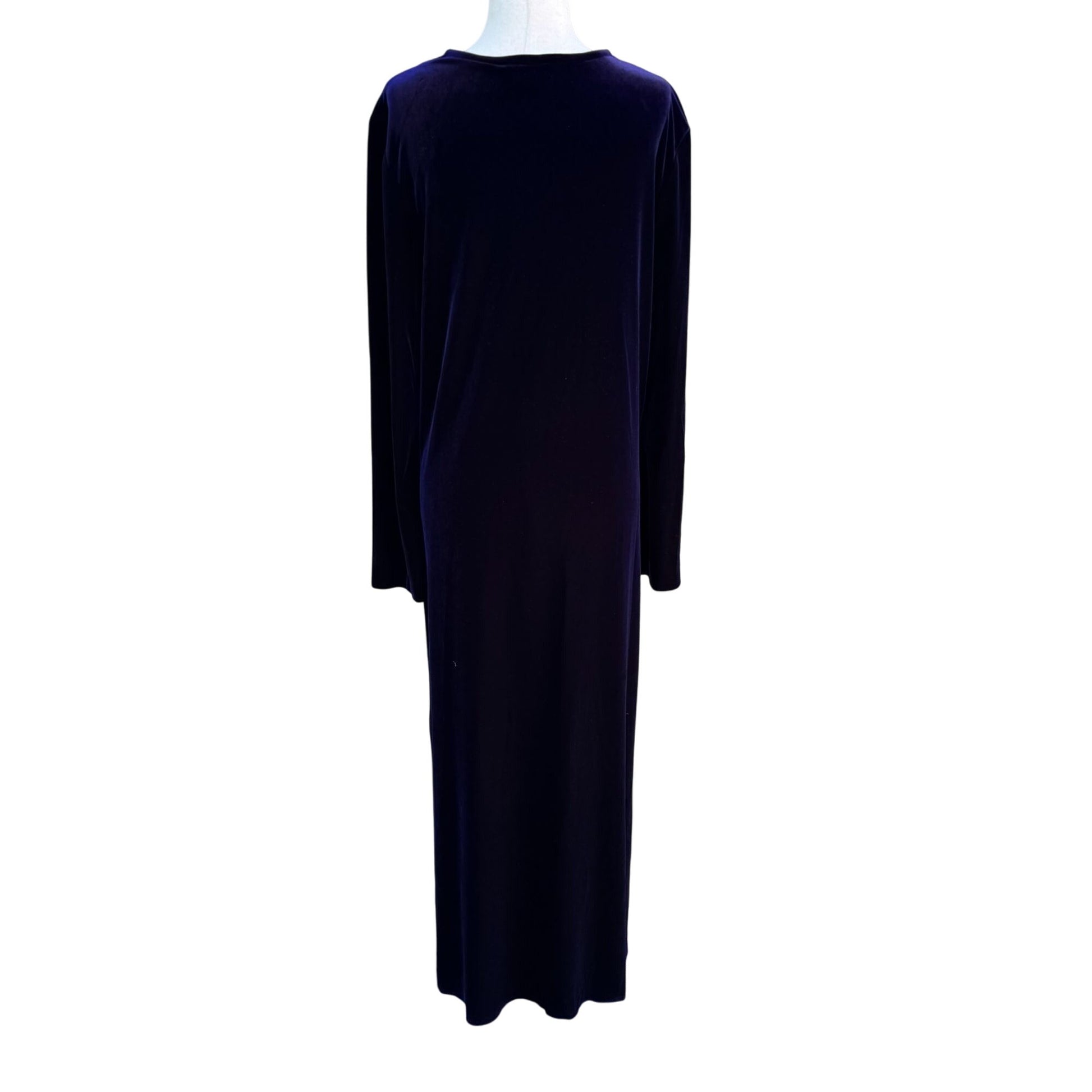 Diamond Tea Vintage Womens Long Purple Velvet V-Neck Long Sleeve Gown Maxi Dress L