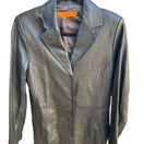 Switch Cynthia Steffe Y2K Croc Embossed Leather Minimalist Goth Edgy Trench Coat Green 3 image