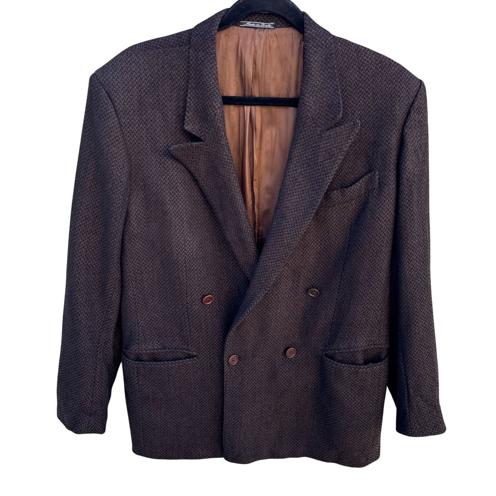 Giorgio Varalli Vintage Tweed Tessuto De Ferla Mens Double-Breasted Wool Blazer