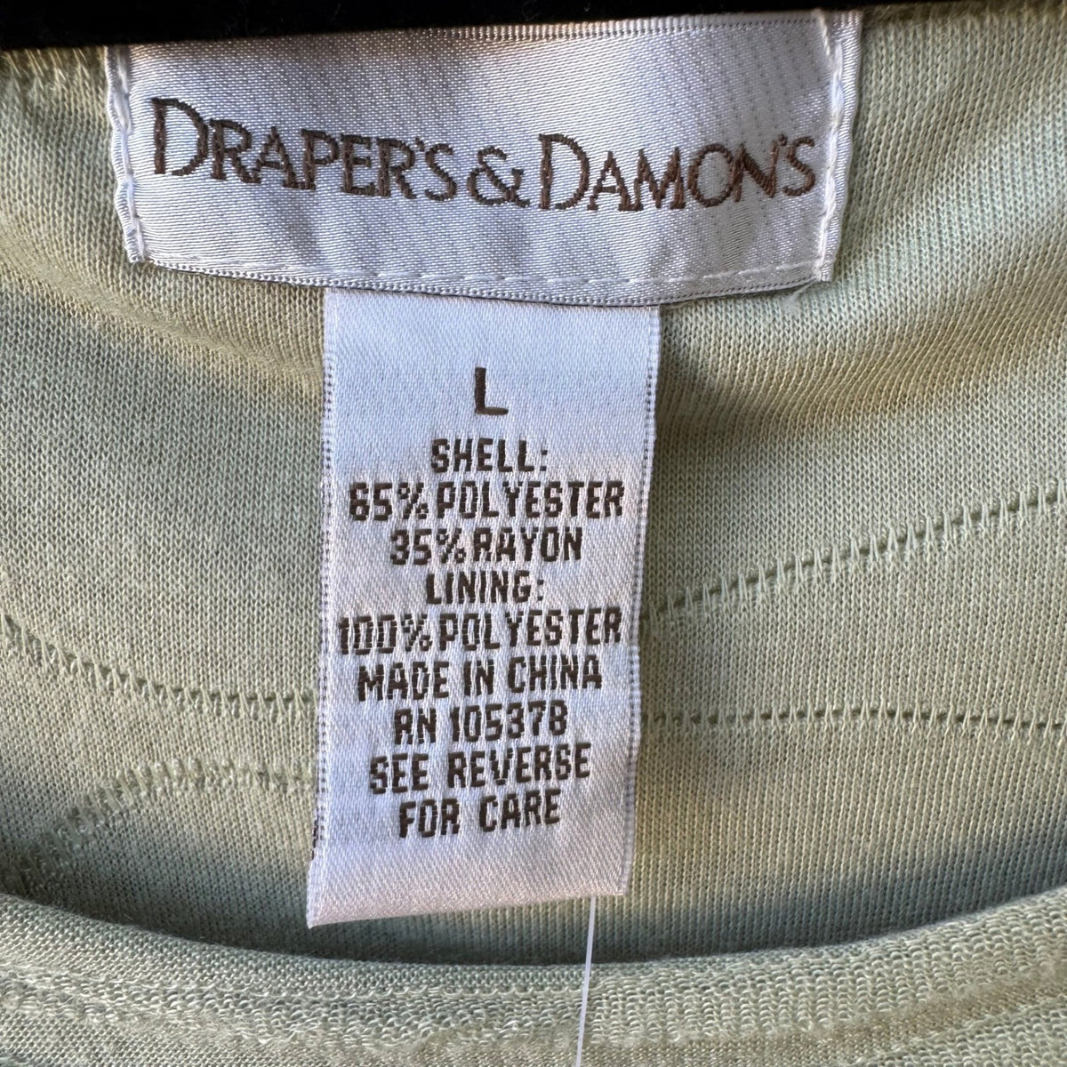 Draper & Damons Coastal Layering Minimalist Textured Wavy Knit Top Sage L NWT