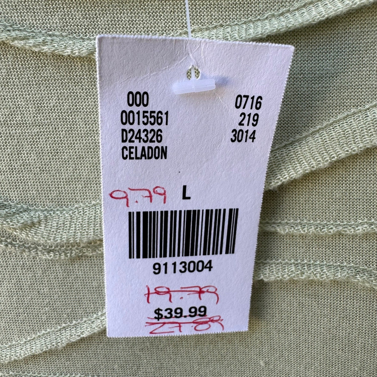 Draper & Damons Coastal Layering Minimalist Textured Wavy Knit Top Sage L NWT