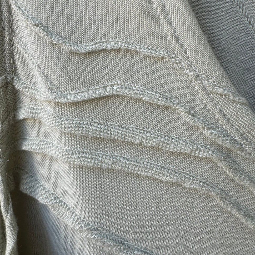 Draper & Damons Coastal Layering Minimalist Textured Wavy Knit Top Sage L NWT