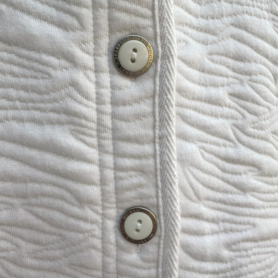 Isaac Mizrahi Live White Animal Texture Quilted Jacket Pockets Button-Up Front L