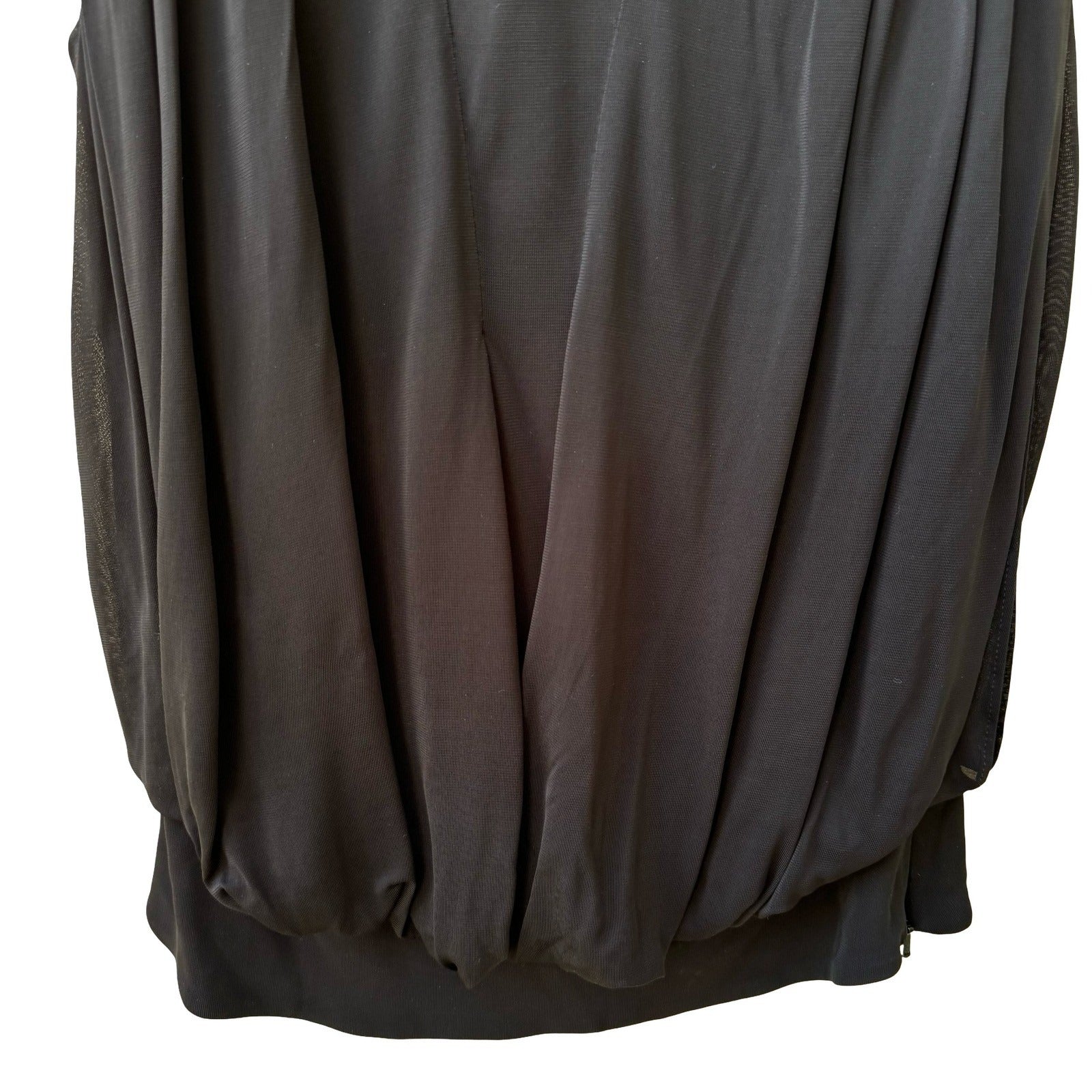 Karen Millen Minimalist Draped Sleeveless Blouse Faux Leather Shoulders Black 4