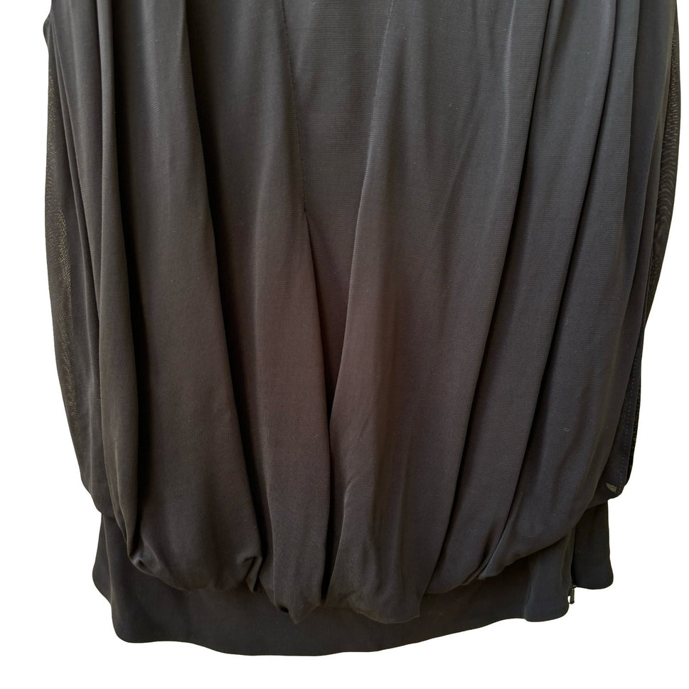 Karen Millen Minimalist Draped Sleeveless Blouse Faux Leather Shoulders Black 4