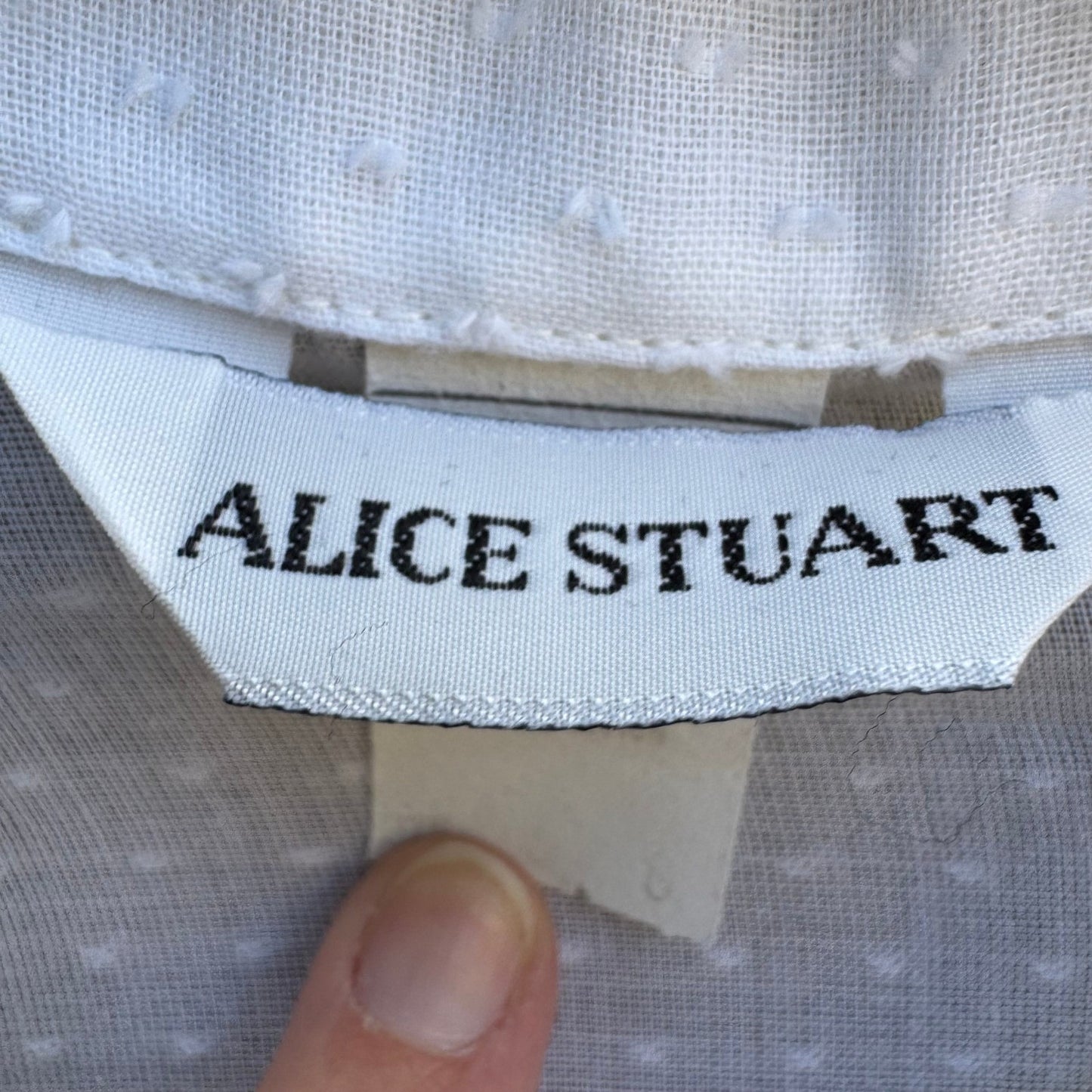 Alice Stuart Vintage Coquette White Swiss Dot Lace Puff Sleeve Blouse Victorian