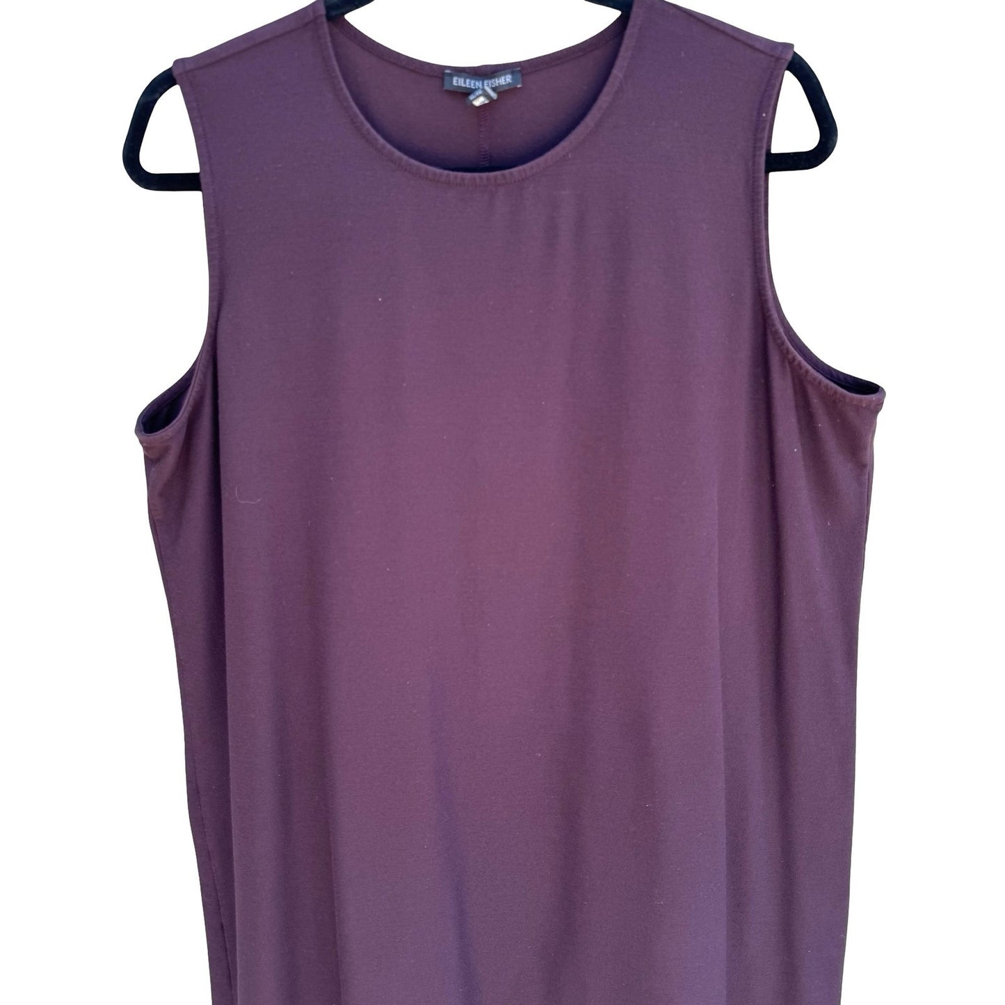 Eileen Fisher XL Fine Jersey Sleeveless Tunic Dress Purple Minimalist Lagenlook