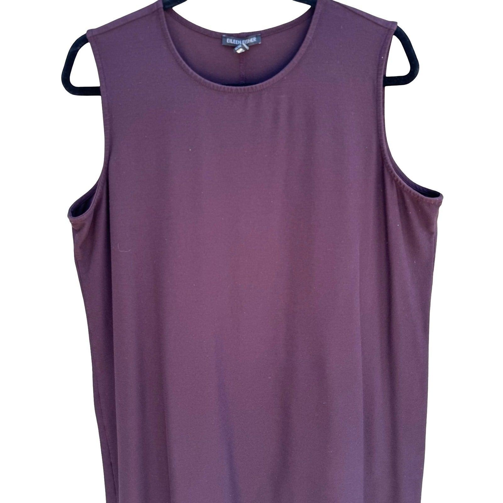 Eileen Fisher XL Fine Jersey Sleeveless Tunic Dress Purple Minimalist Lagenlook