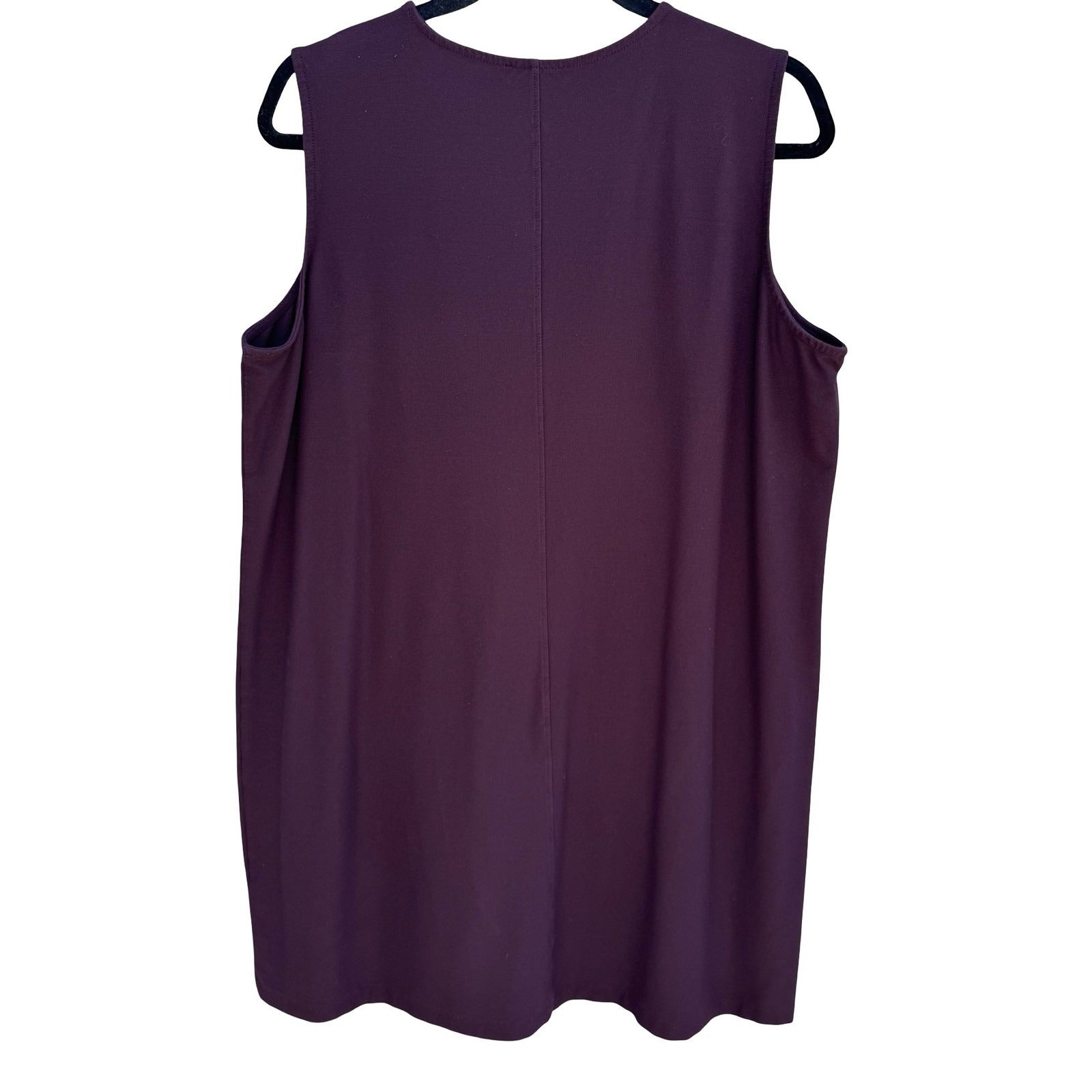 Eileen Fisher XL Fine Jersey Sleeveless Tunic Dress Purple Minimalist Lagenlook