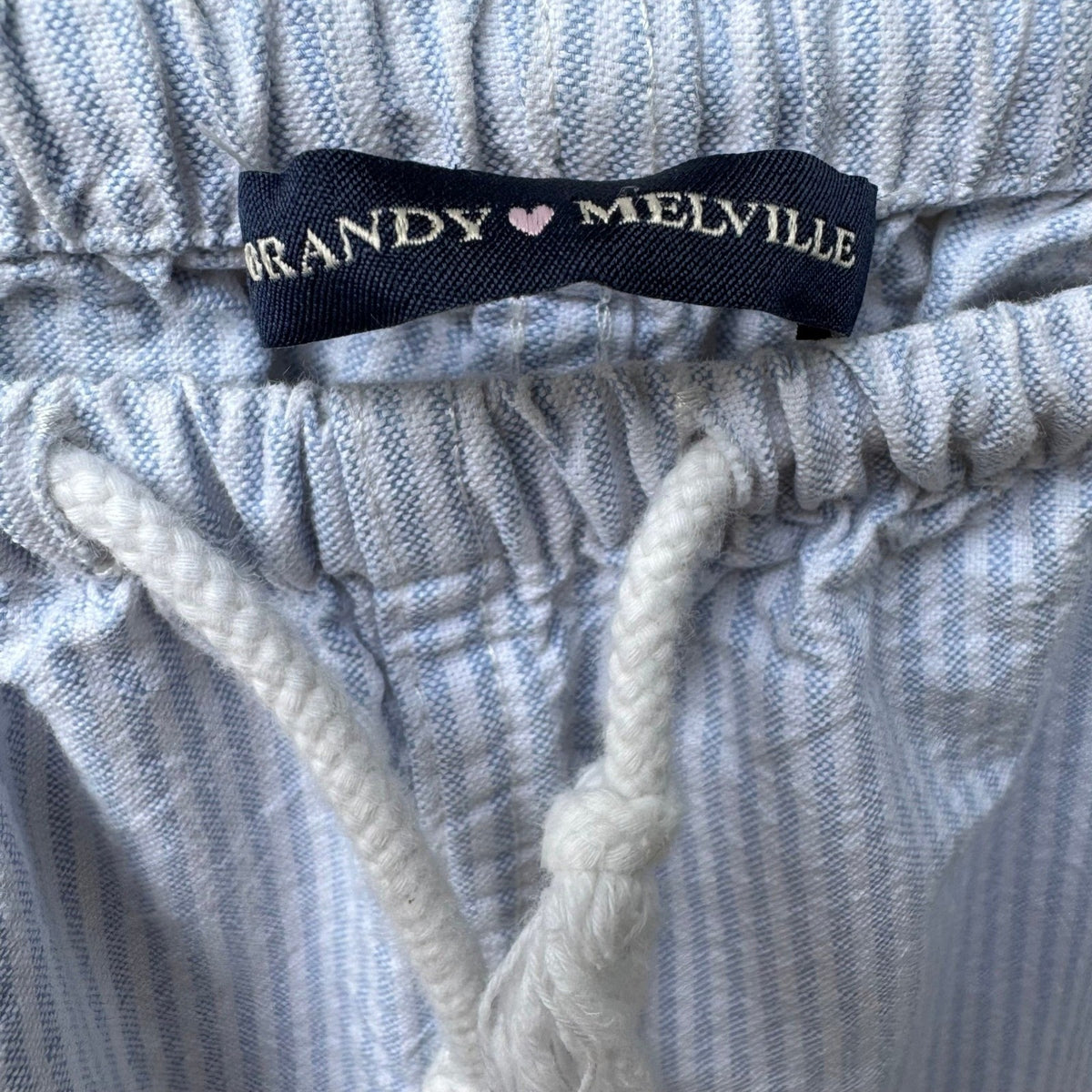 Brandy Melville Preppy Coastal Seersucker Striped Drawstring Pants Blue Women OS