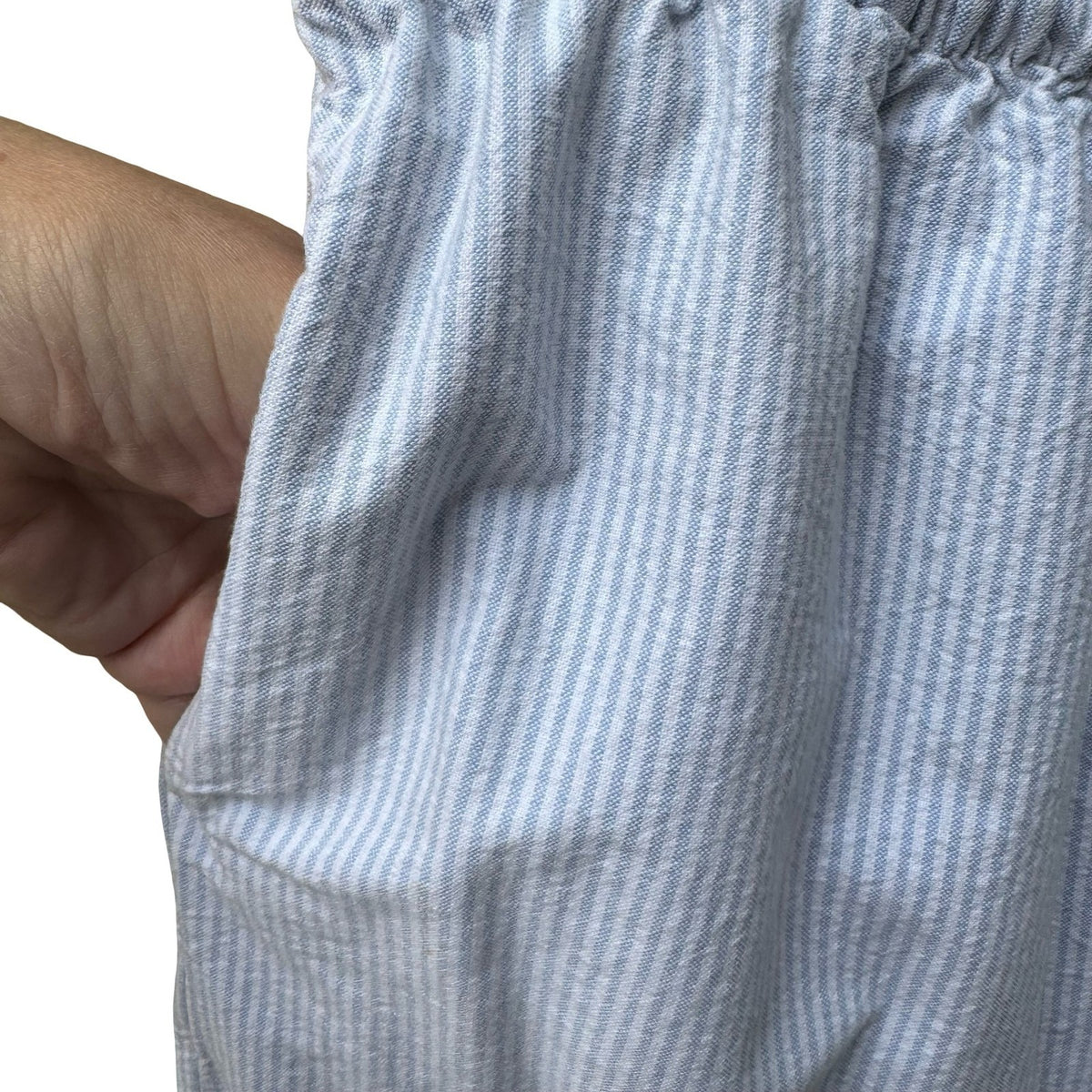 Brandy Melville Preppy Coastal Seersucker Striped Drawstring Pants Blue Women OS