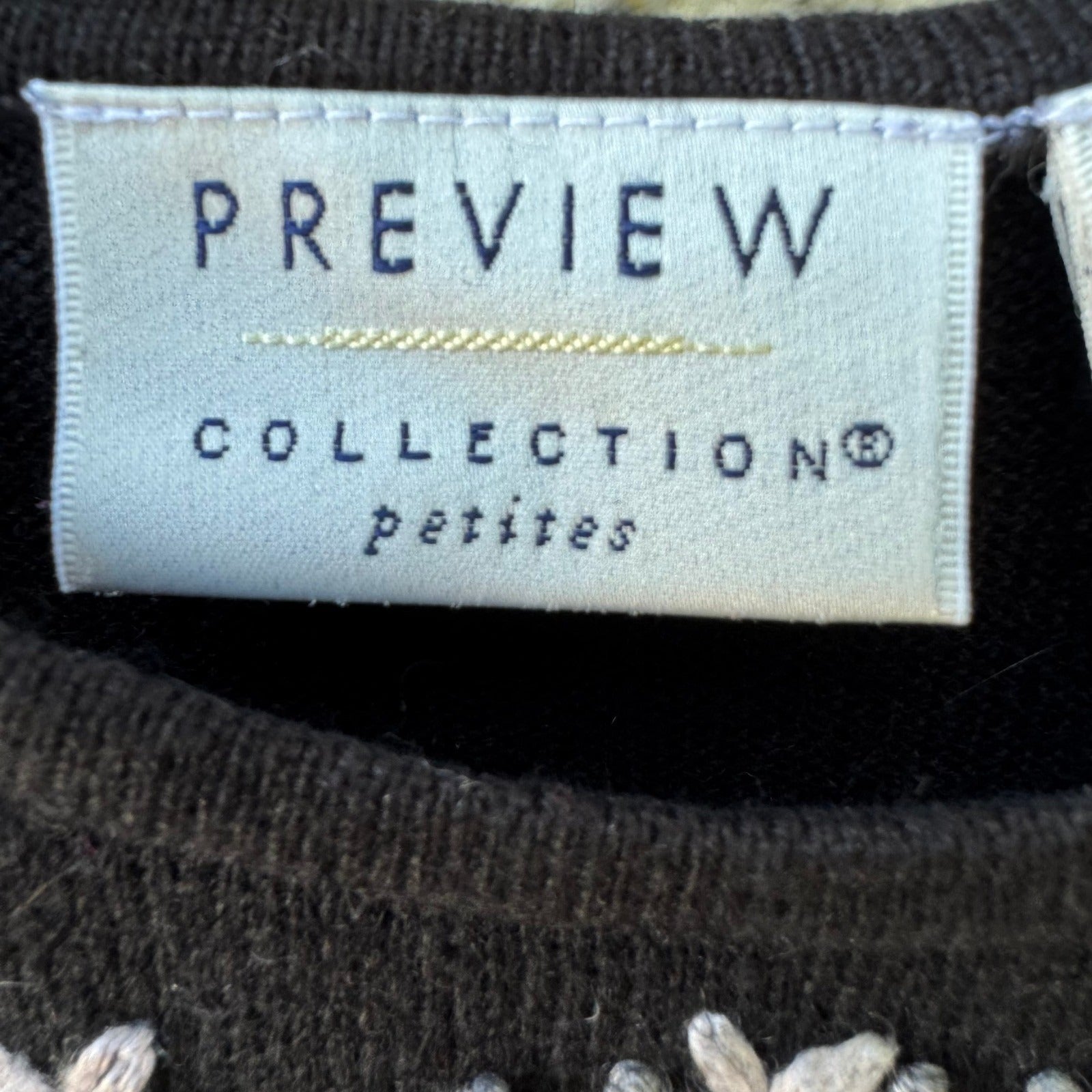 Preview Collection Coquette Black Silk Cashmere Floral Embroidered Cami Top M