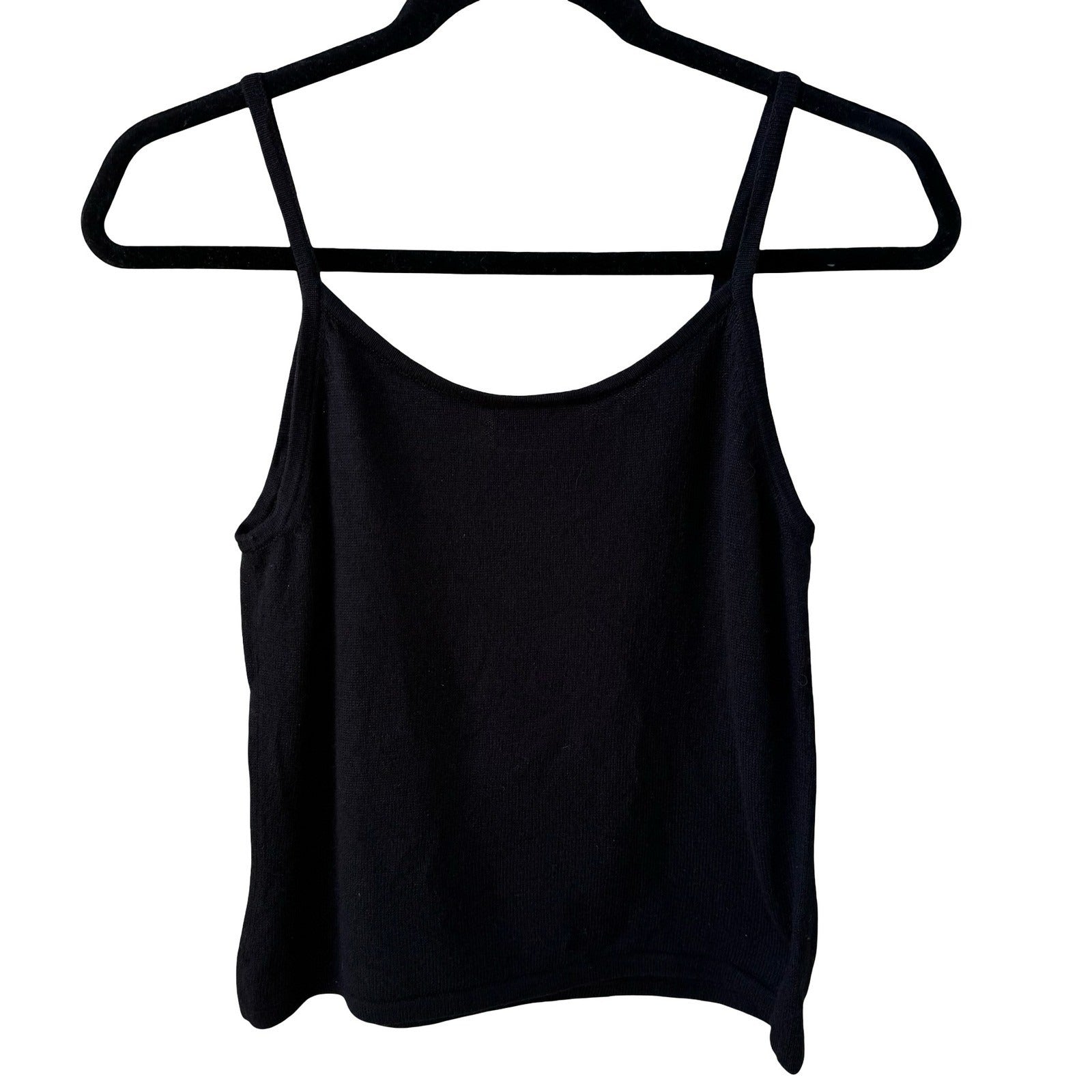 Preview Collection Coquette Black Silk Cashmere Floral Embroidered Cami Top M