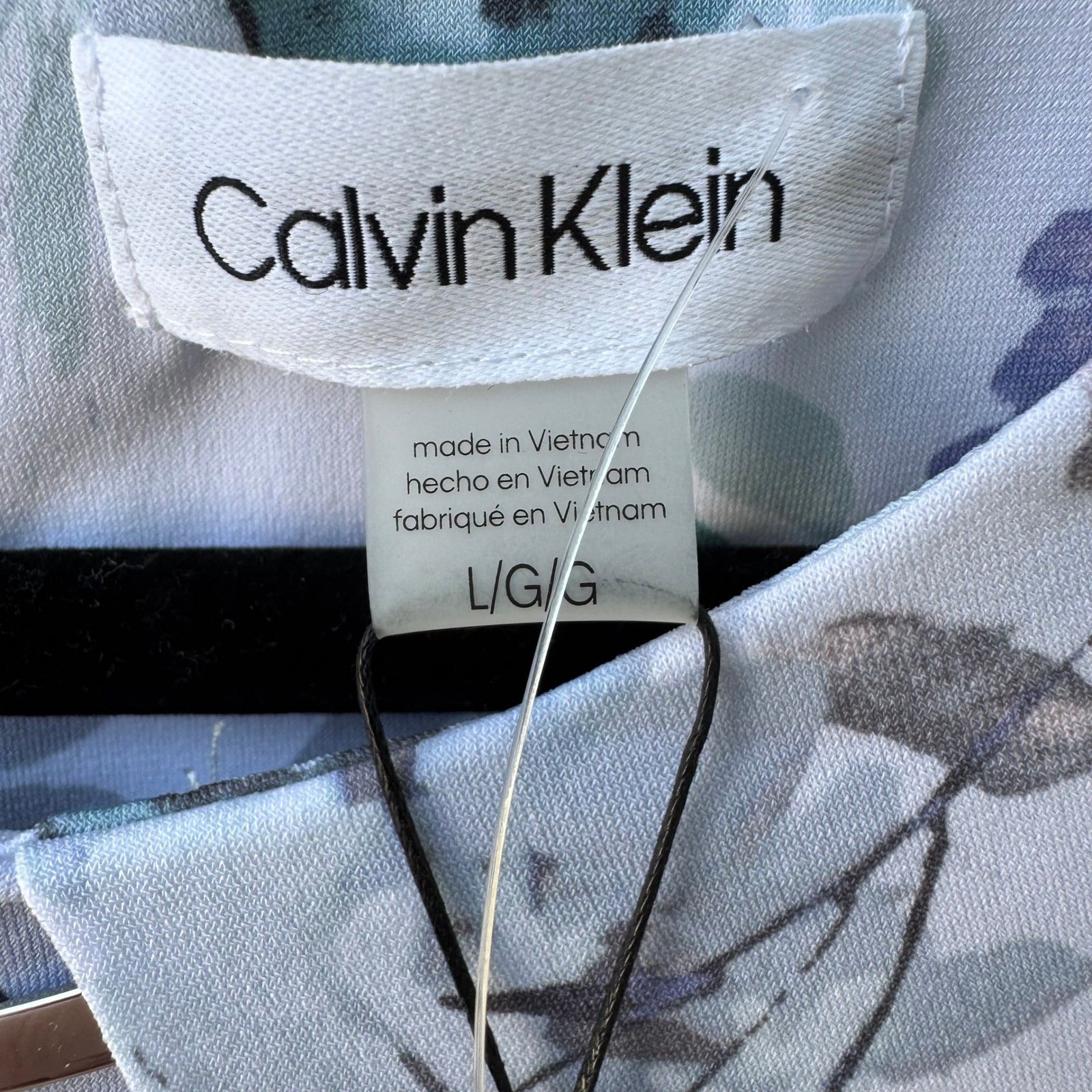 Calvin Klein Pastel Watercolor Floral Minimalist Sleeveless Pleated Shell Top L