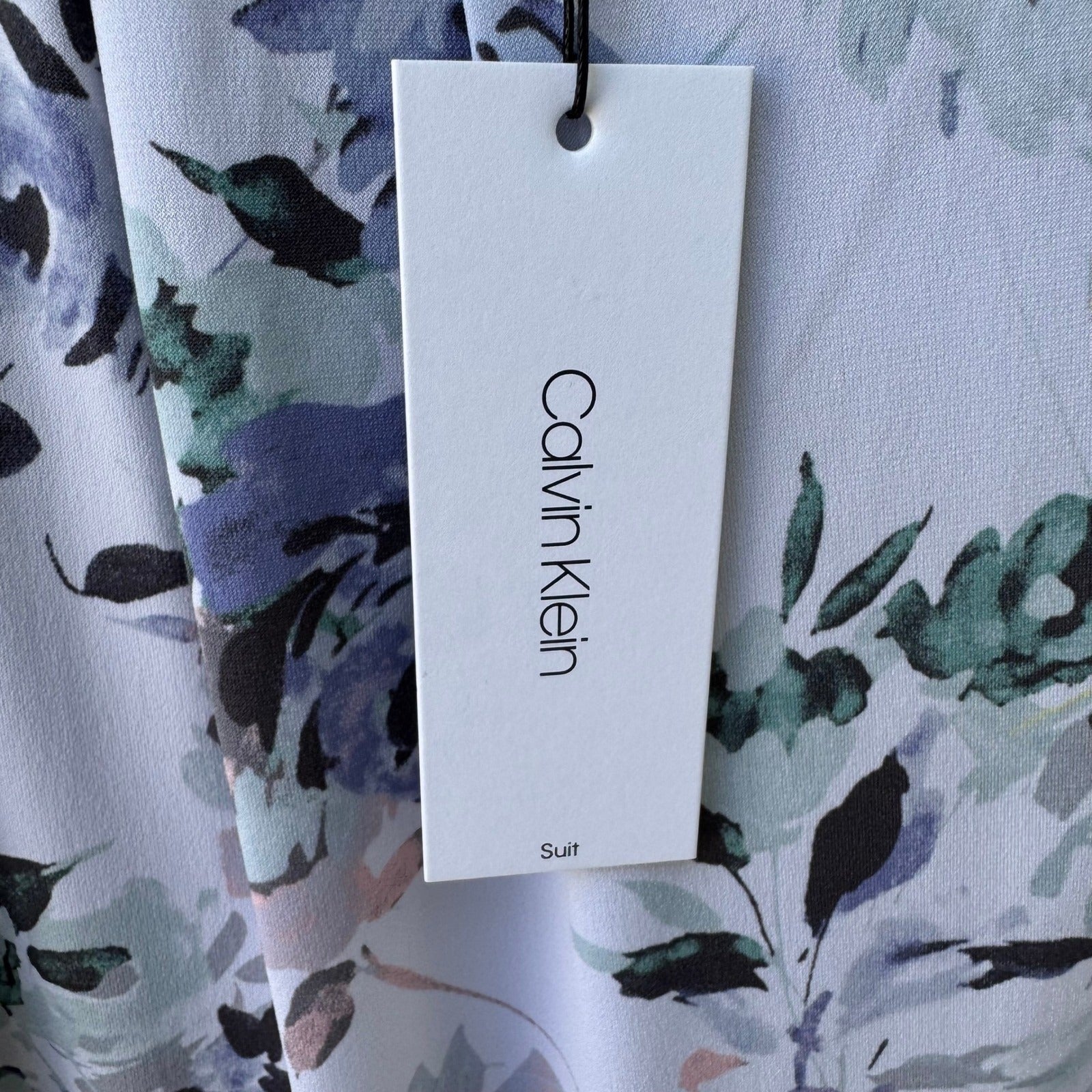 Calvin Klein Pastel Watercolor Floral Minimalist Sleeveless Pleated Shell Top L