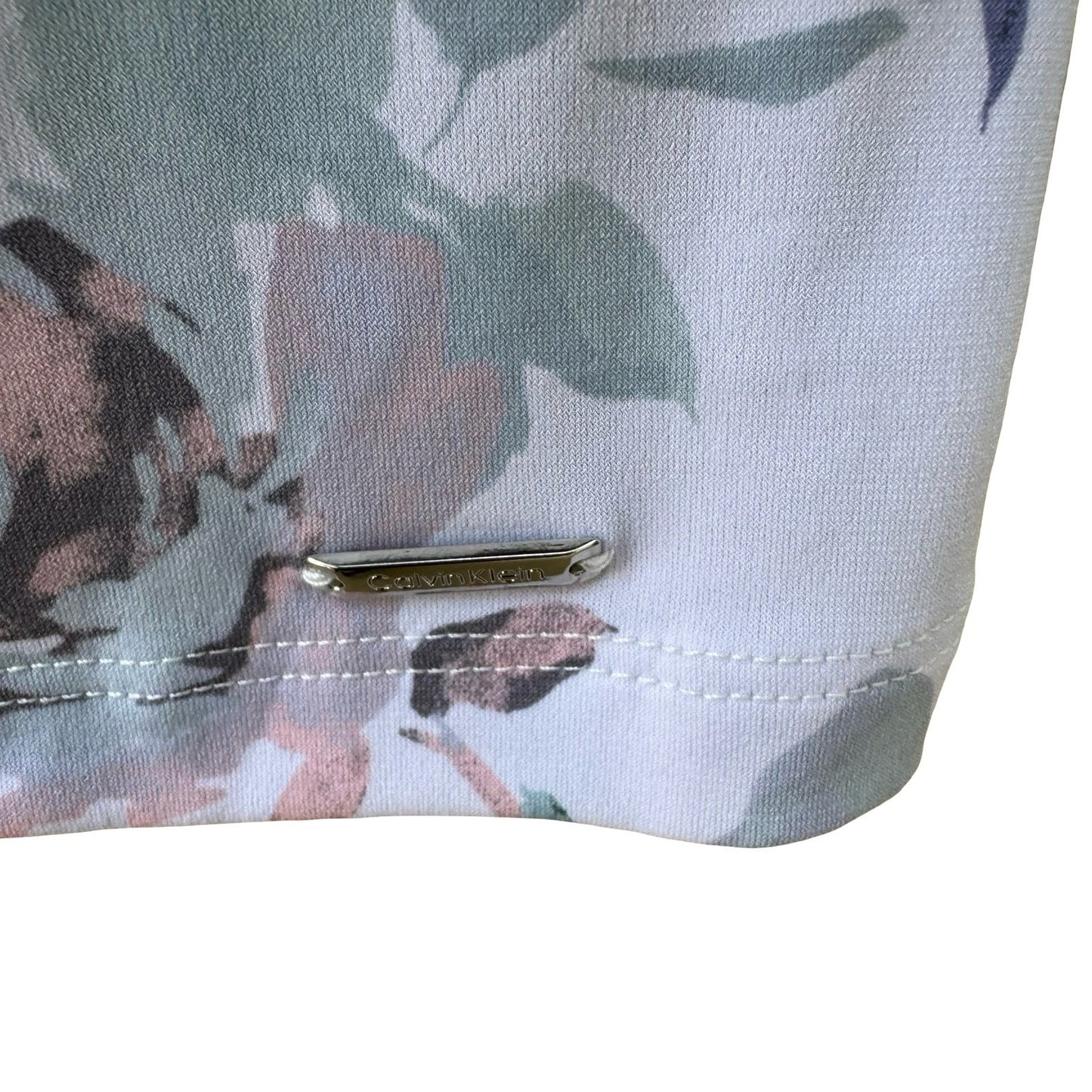 Calvin Klein Pastel Watercolor Floral Minimalist Sleeveless Pleated Shell Top L