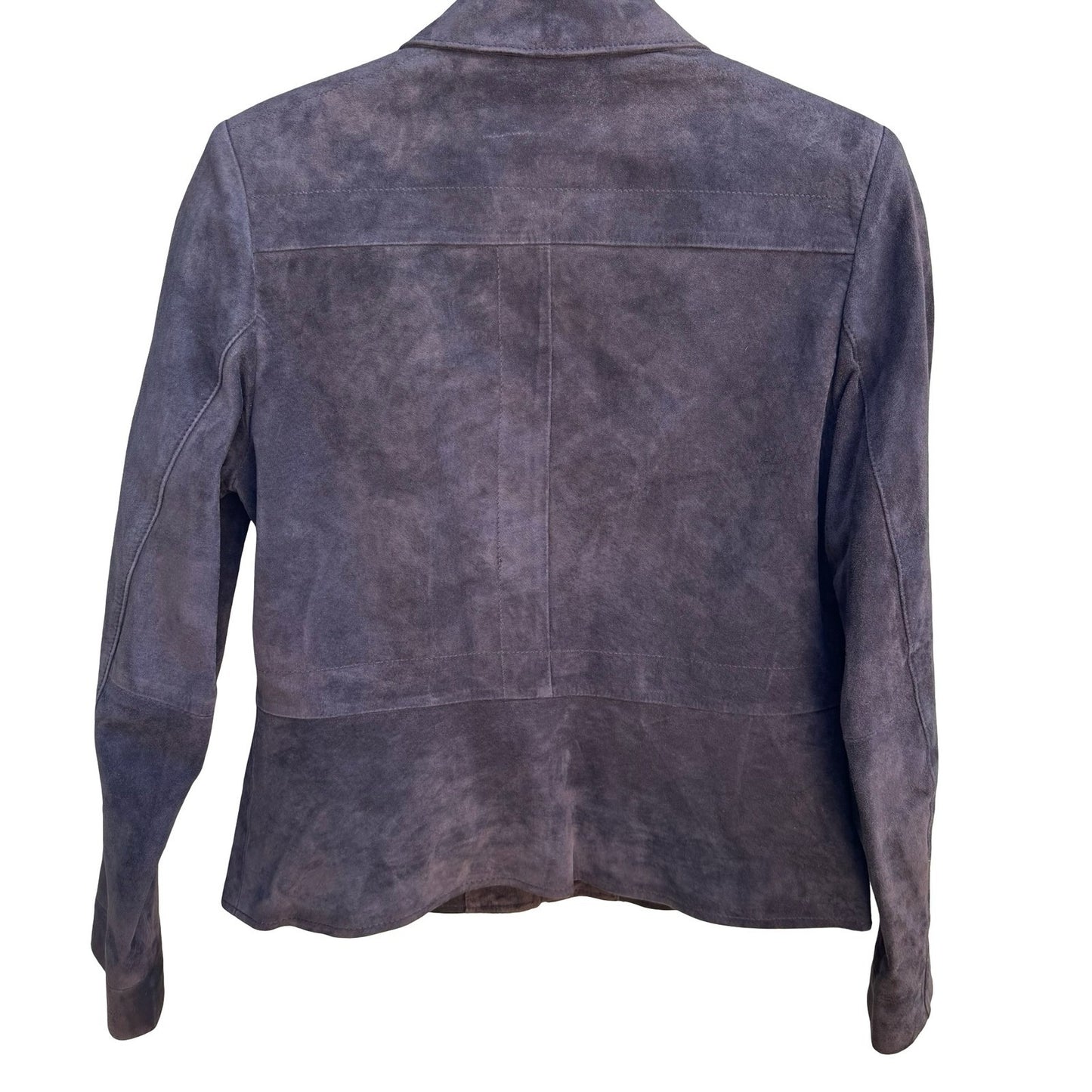 Alfani Suede Leather Minimalist Dark Academia Quiet Luxury Moto Jacket Brown S