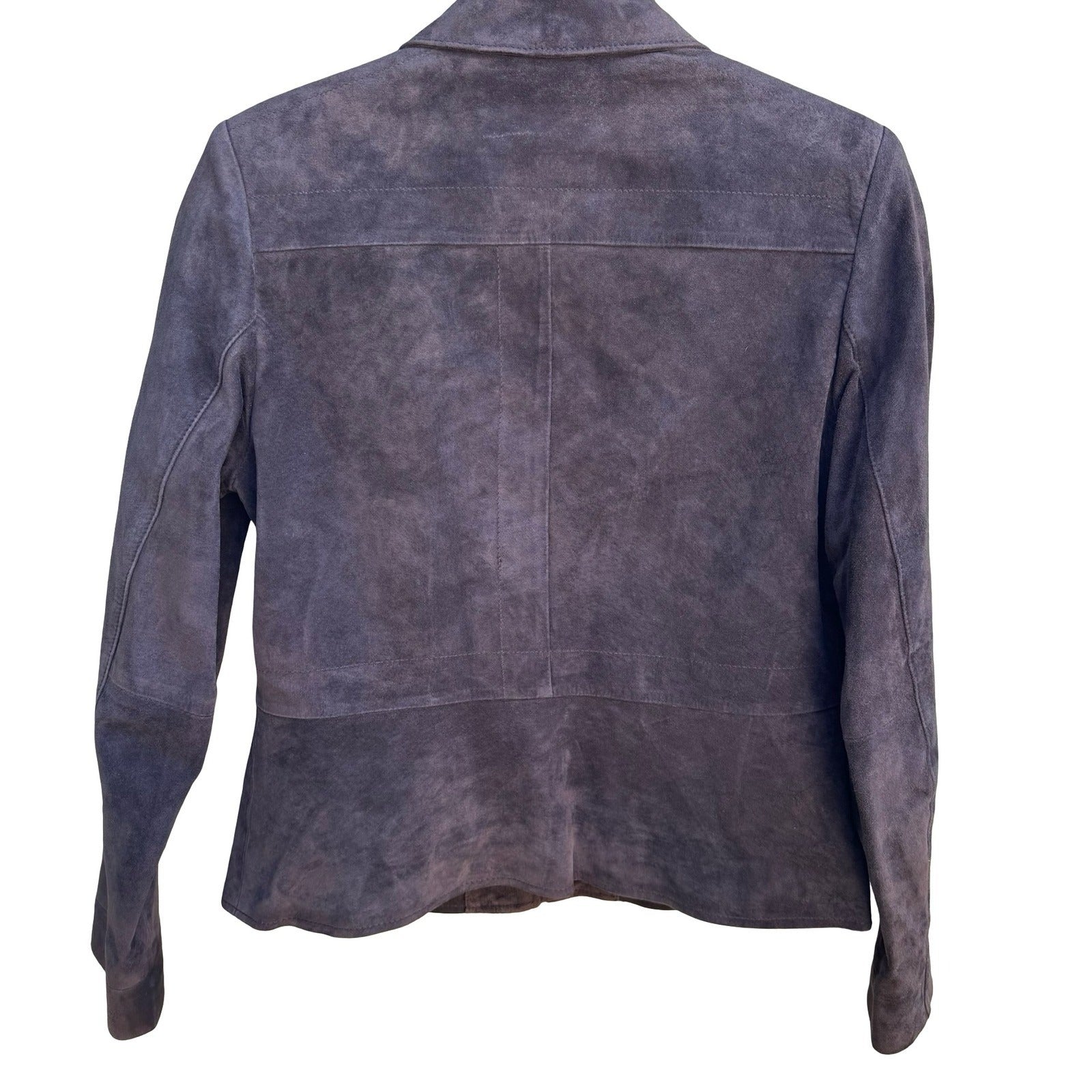 Alfani Suede Leather Minimalist Dark Academia Quiet Luxury Moto Jacket Brown S