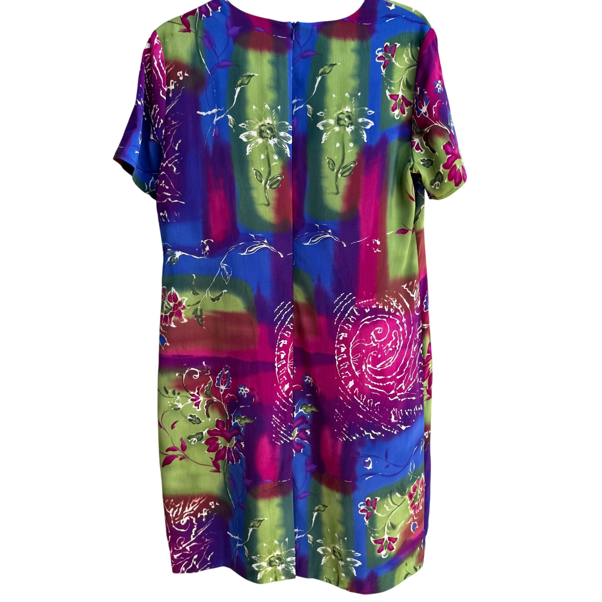 Maggie Sweet Vintage Womens Floral Swirl Colorblock Paisley Midi Dress Petite S