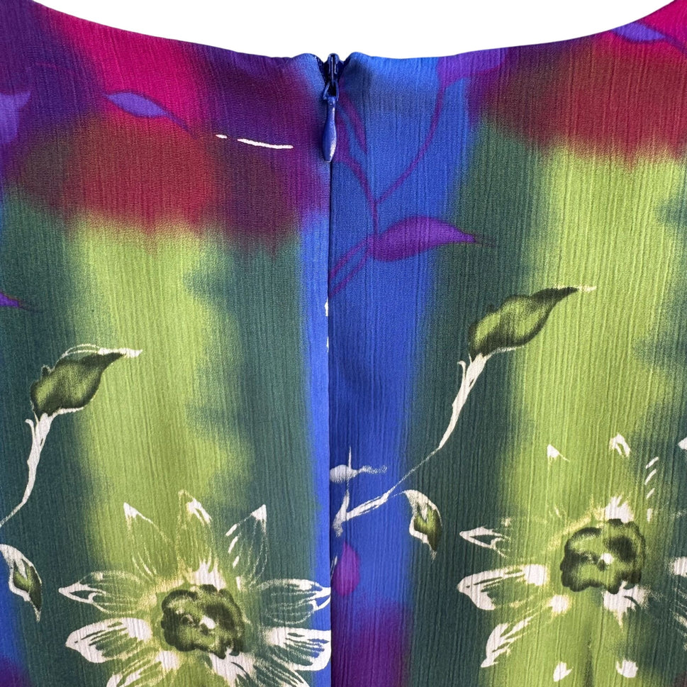 Maggie Sweet Vintage Womens Floral Swirl Colorblock Paisley Midi Dress Petite S