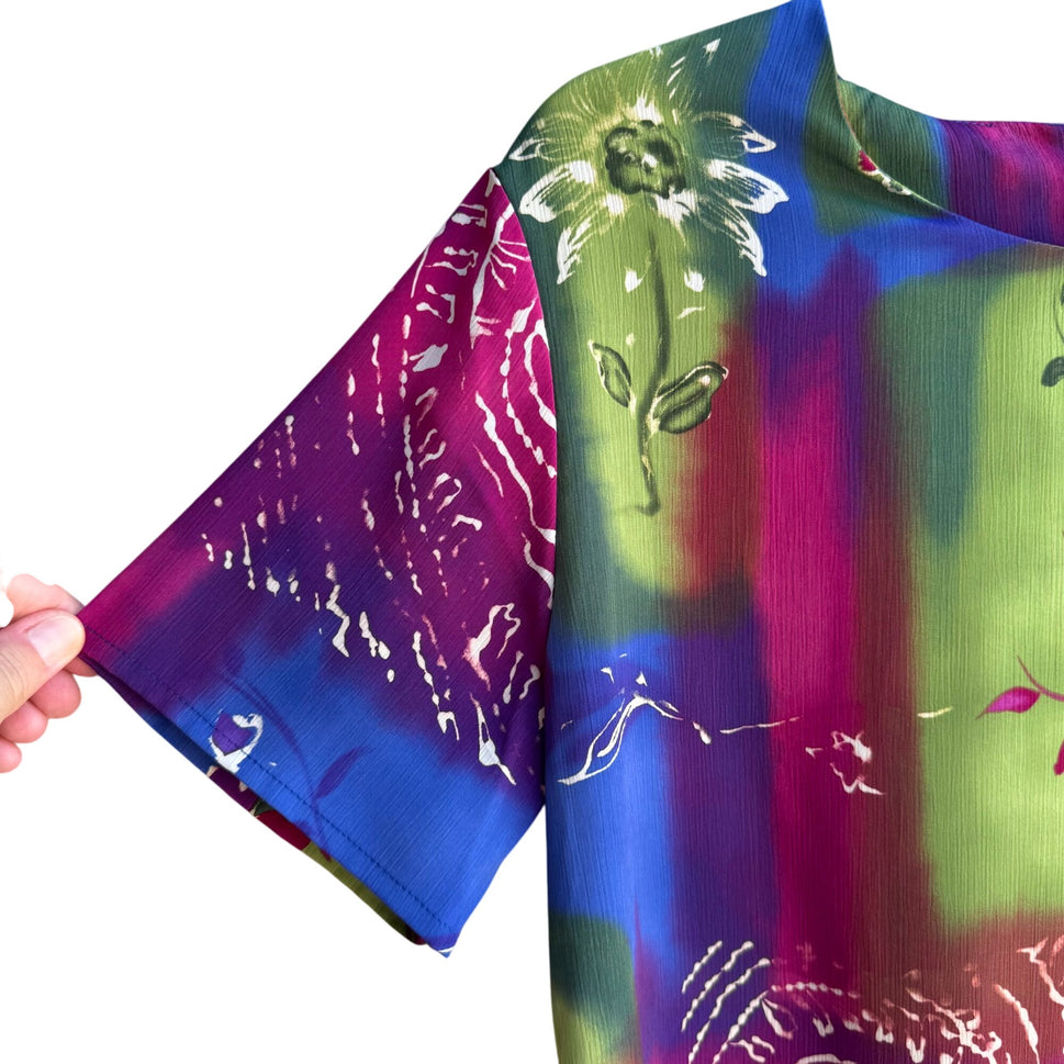 Maggie Sweet Vintage Womens Floral Swirl Colorblock Paisley Midi Dress Petite S