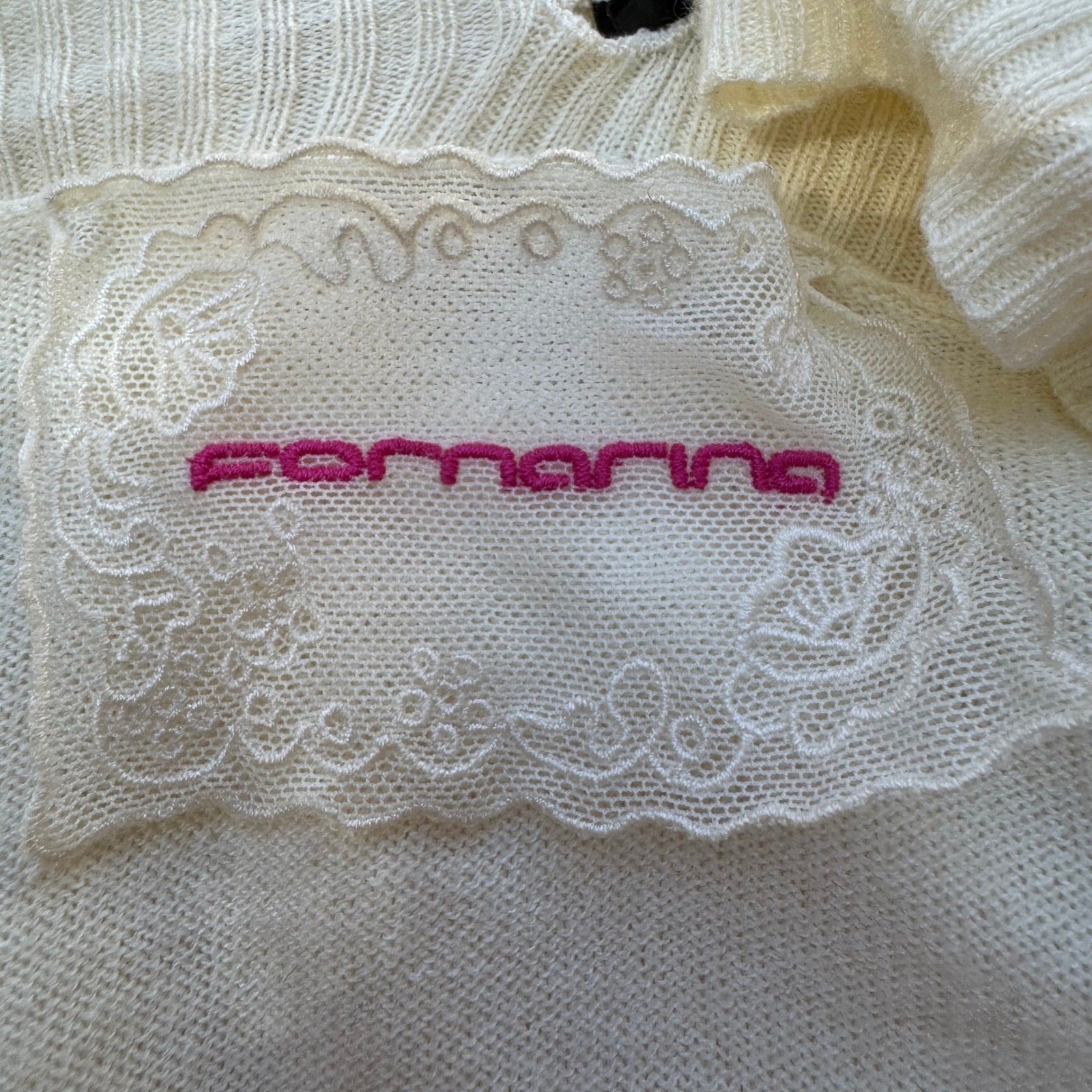 Fornarina Vintage Italian Y2K Coquette Angora Blend Ribbed Knit Belted Button S
