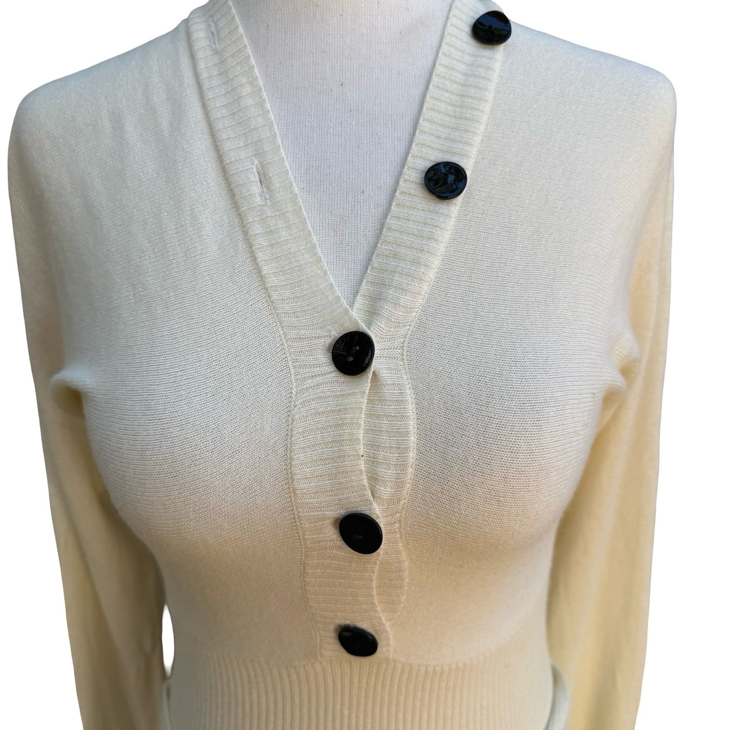 Fornarina Vintage Italian Y2K Coquette Angora Blend Ribbed Knit Belted Button S