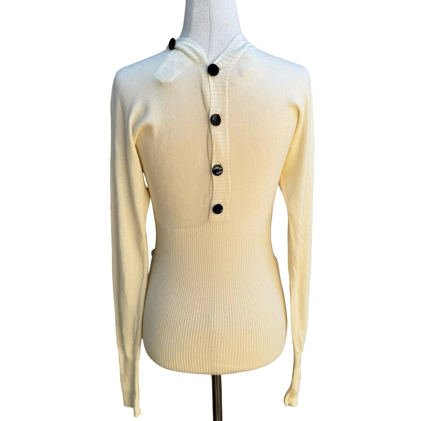 Fornarina Vintage Italian Y2K Coquette Angora Blend Ribbed Knit Belted Button S